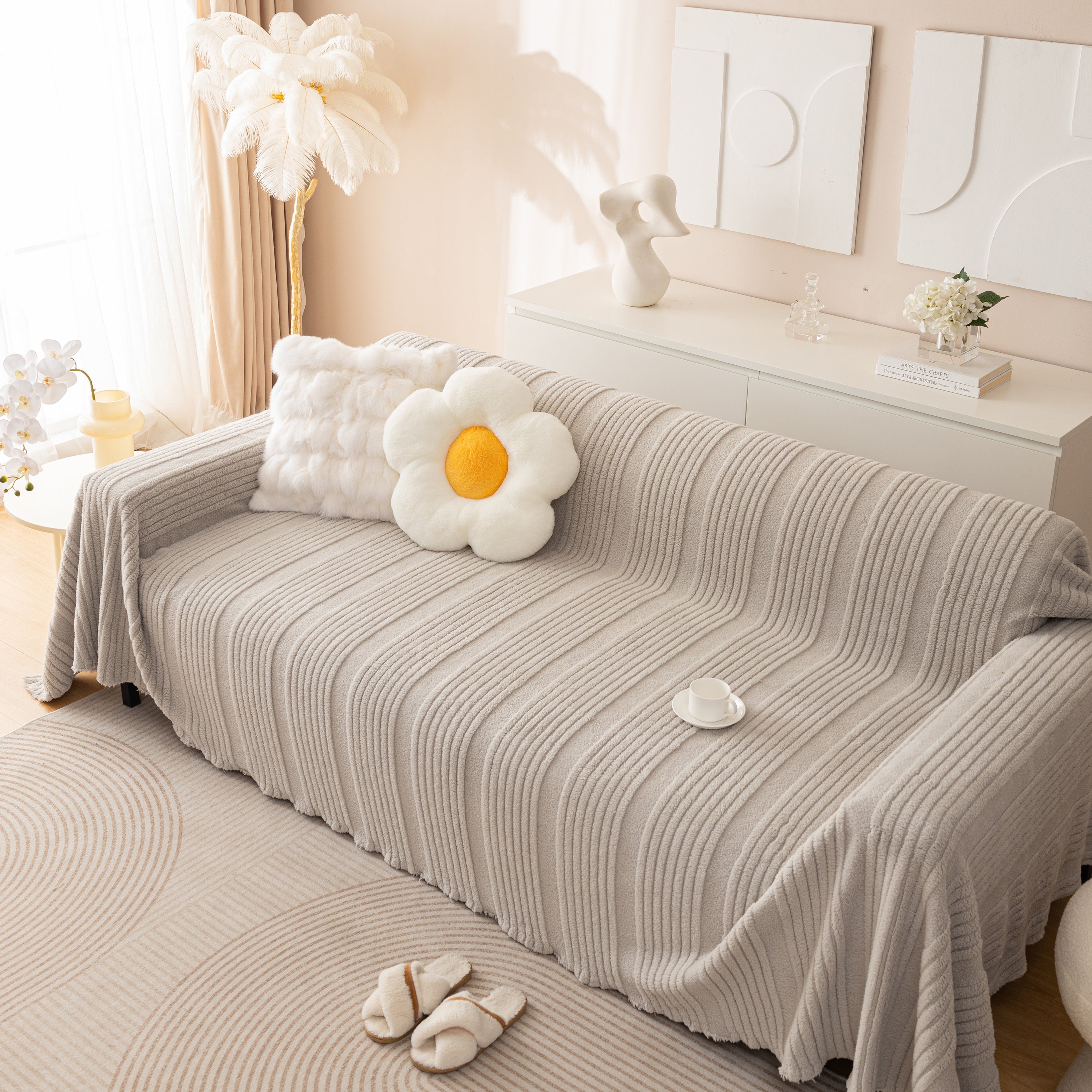 Luxury Oversized Soft Plush L Shape Couch Cover Sofa Throw Cover, Extra Large Blanket to Cover Couch