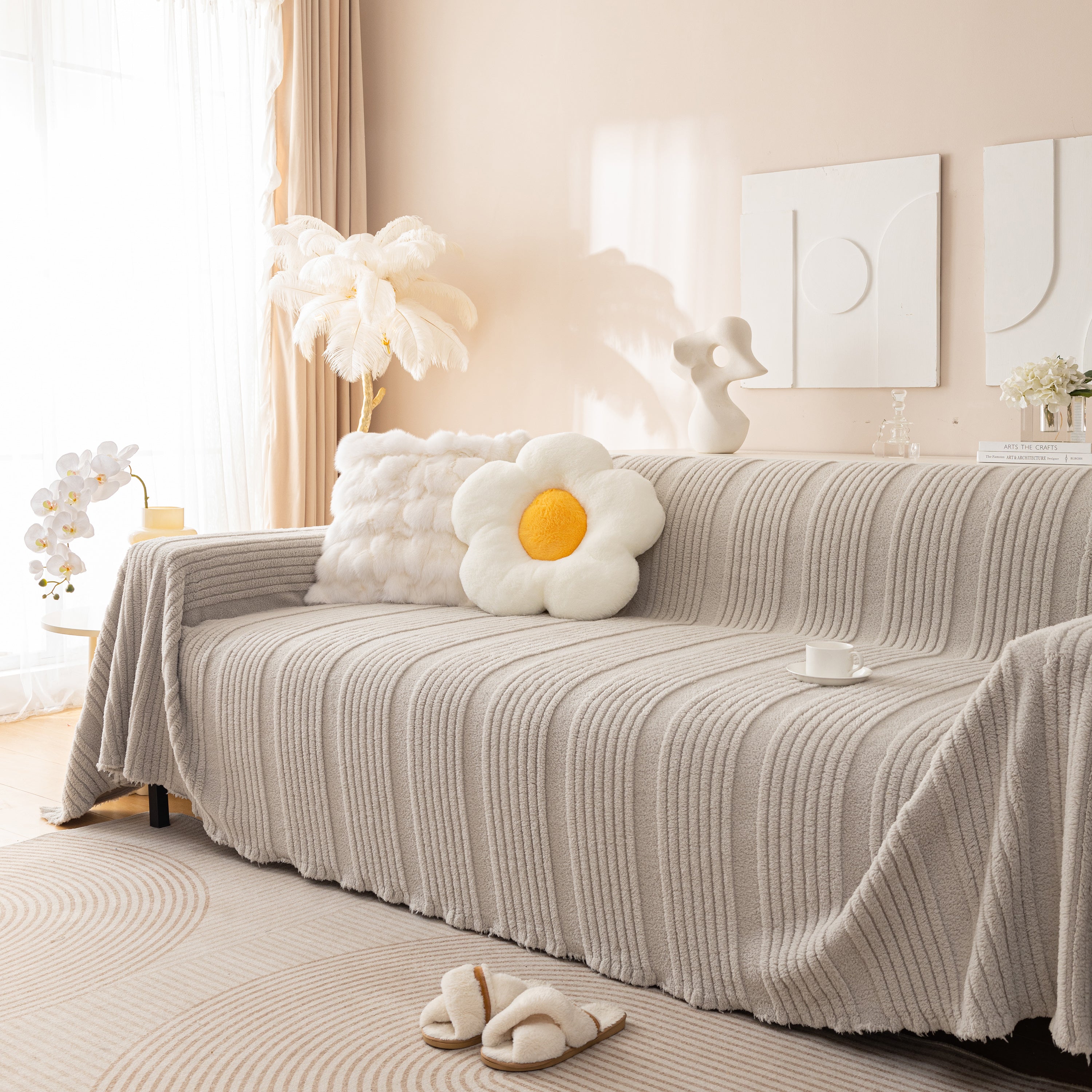 Luxury Oversized Soft Plush L Shape Couch Cover Sofa Throw Cover, Extra Large Blanket to Cover Couch