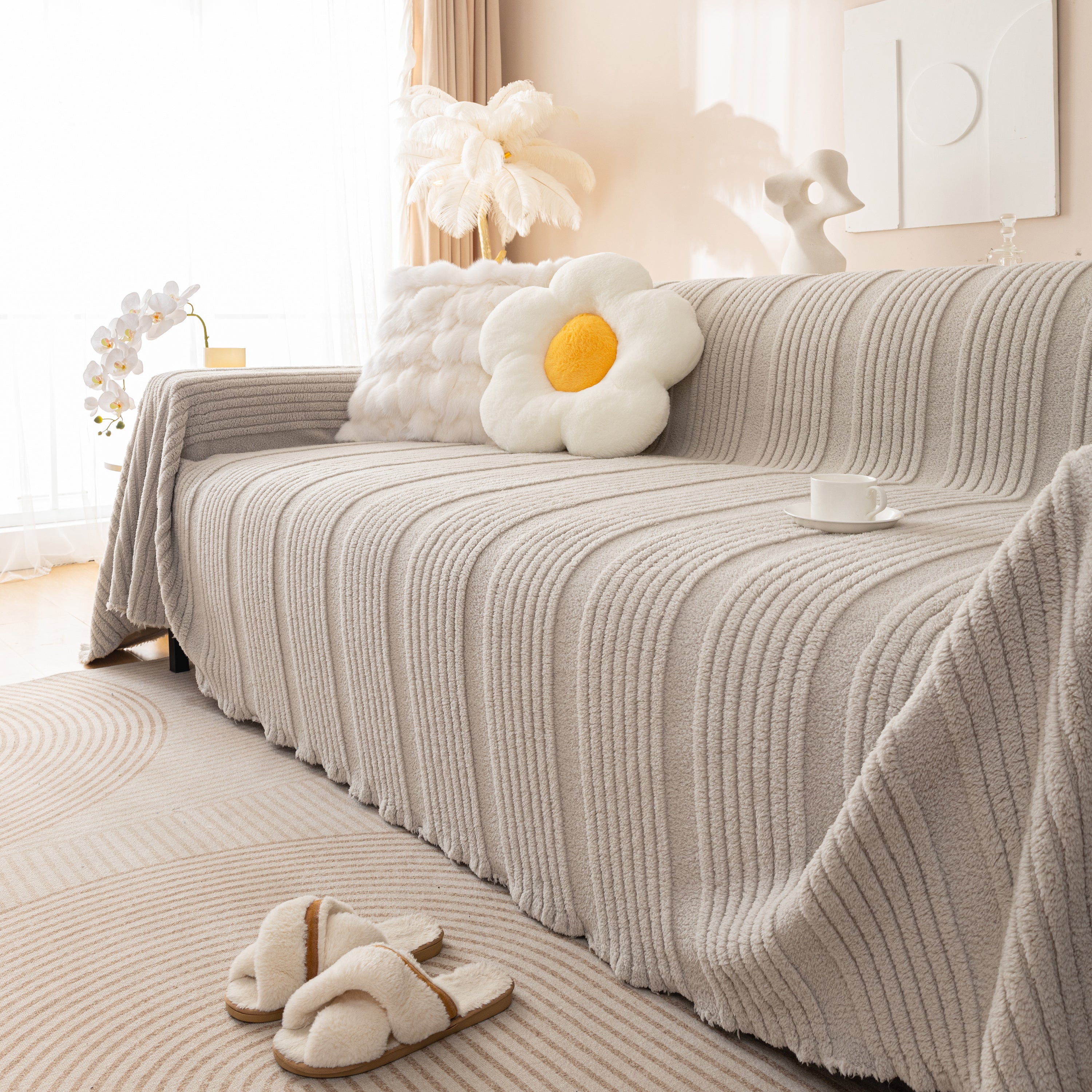 Luxury Oversized Soft Plush L Shape Couch Cover Sofa Throw Cover, Extra Large Blanket to Cover Couch