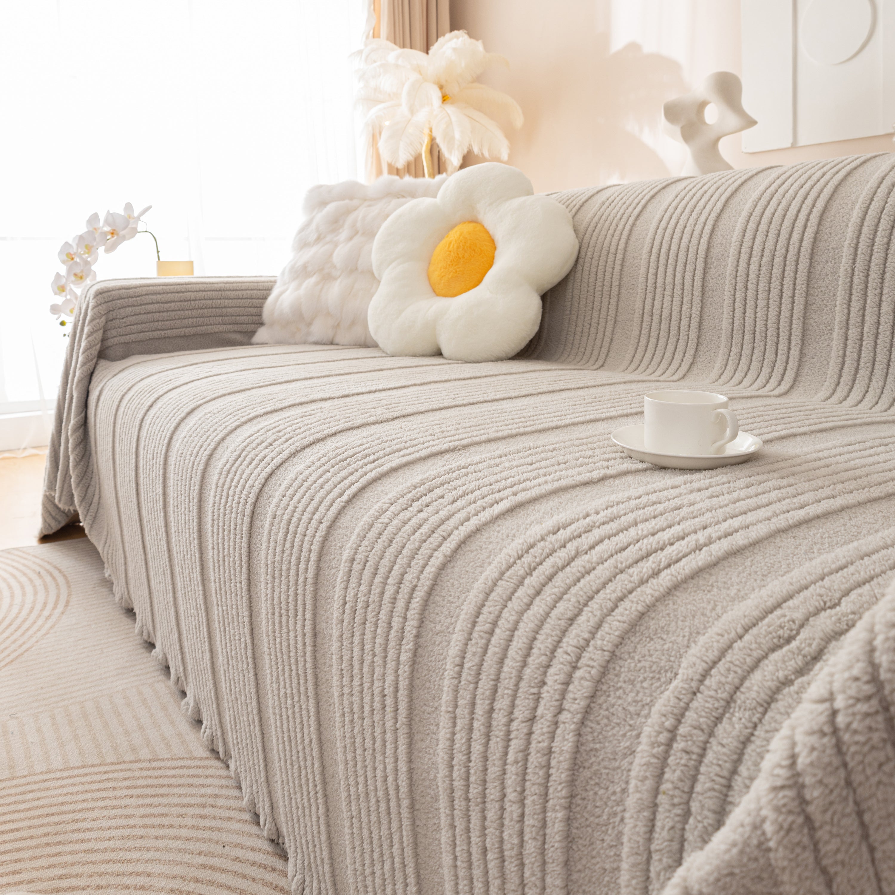 Luxury Oversized Soft Plush L Shape Couch Cover Sofa Throw Cover, Extra Large Blanket to Cover Couch