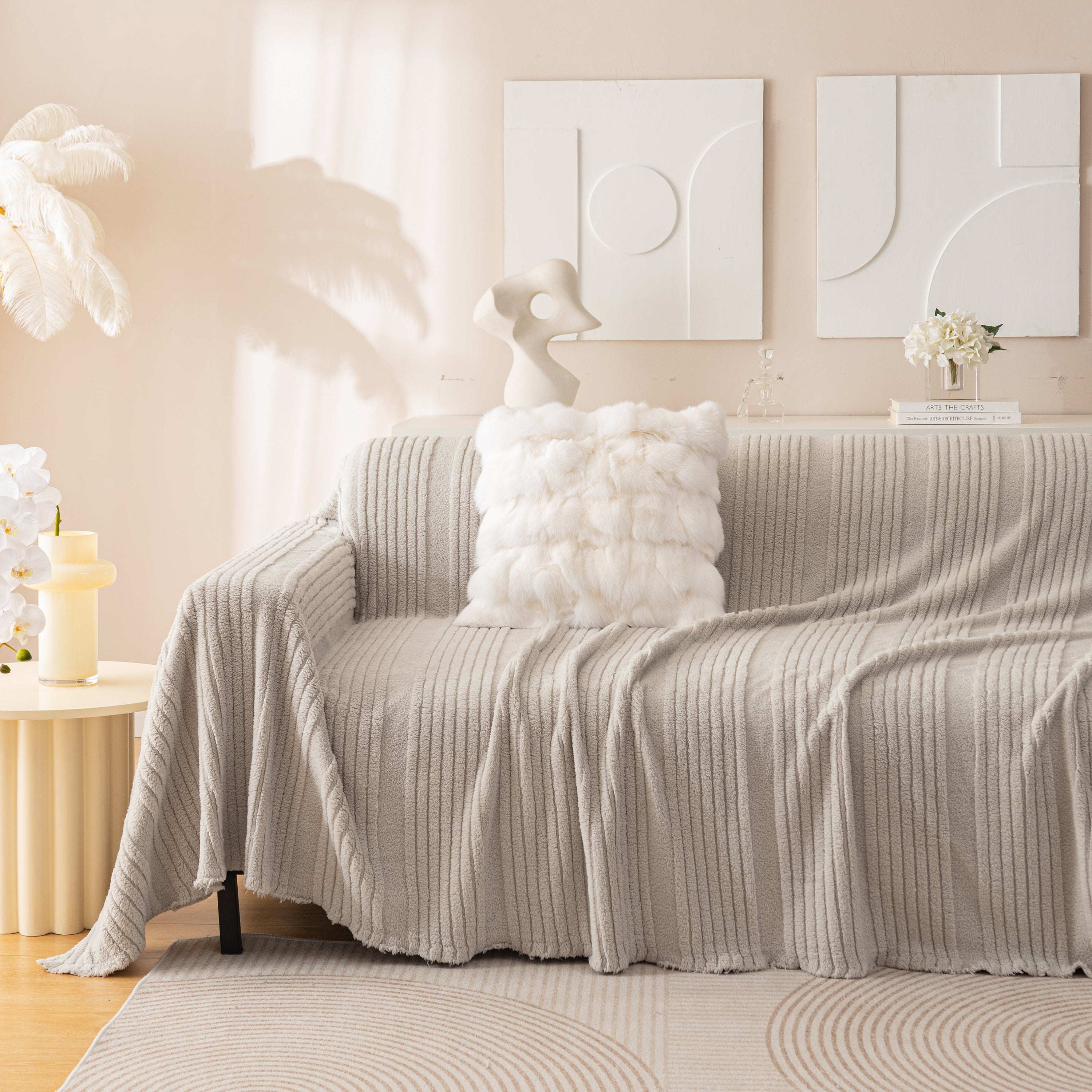 Luxury Oversized Soft Plush L Shape Couch Cover Sofa Throw Cover, Extra Large Blanket to Cover Couch