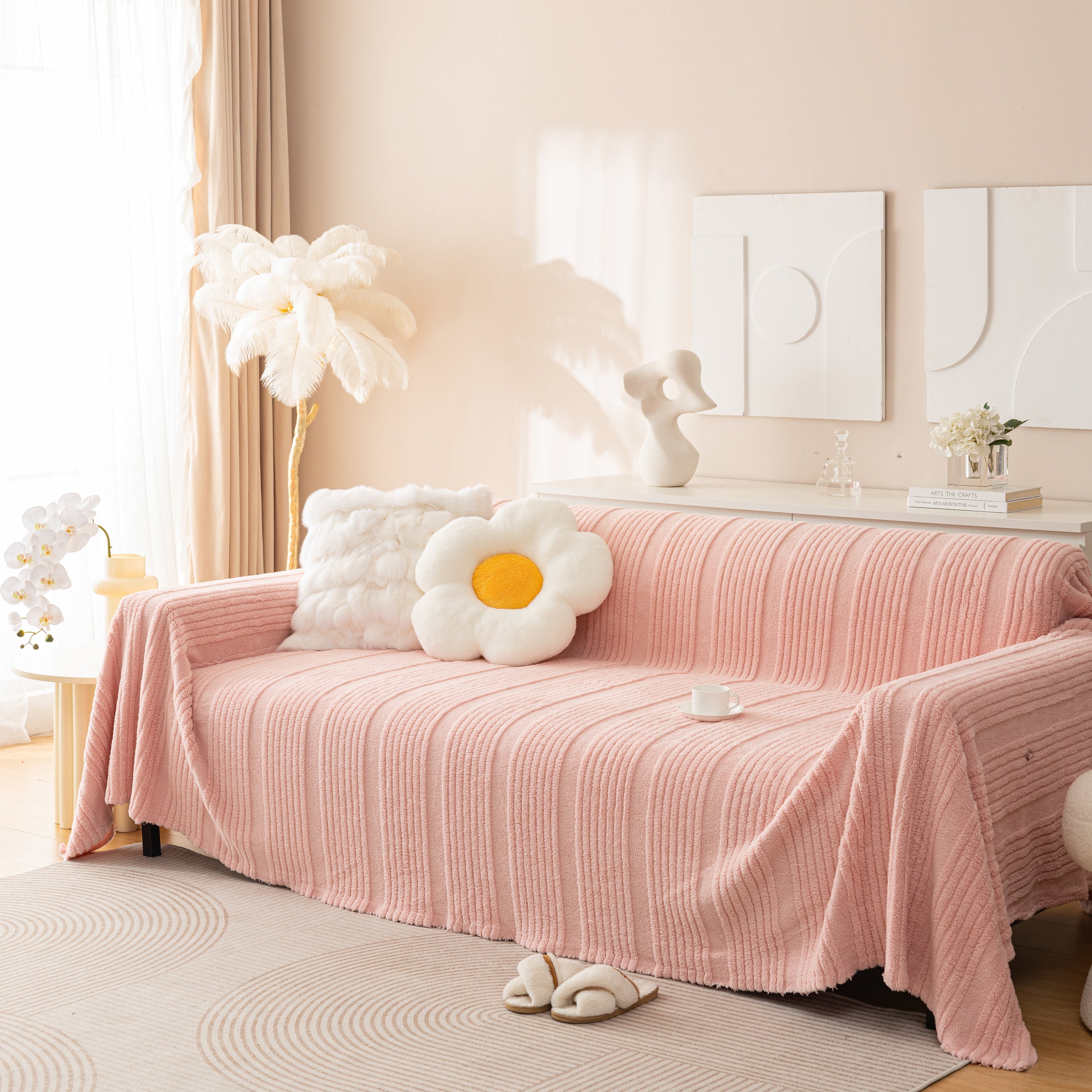 Luxury Oversized Soft Plush L Shape Couch Cover Sofa Throw Cover, Extra Large Blanket to Cover Couch