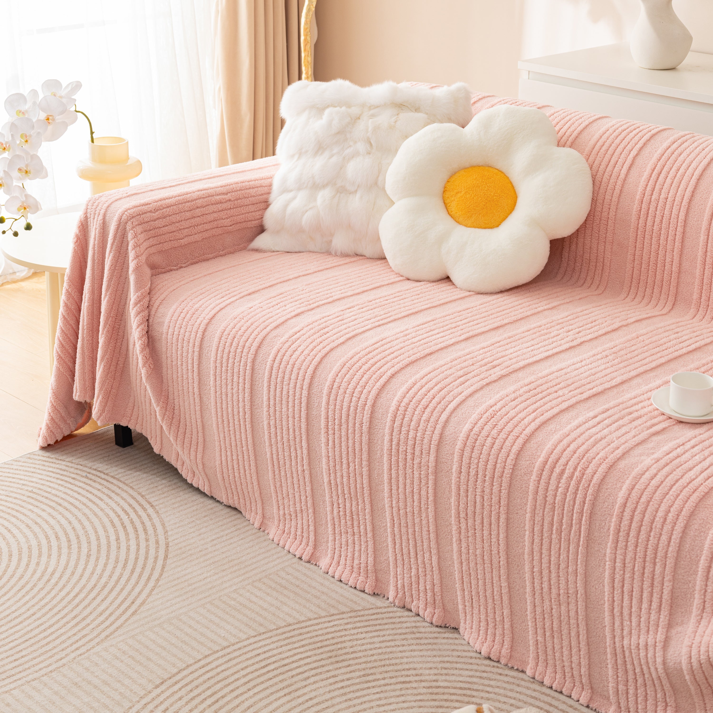 Luxury Oversized Soft Plush L Shape Couch Cover Sofa Throw Cover, Extra Large Blanket to Cover Couch