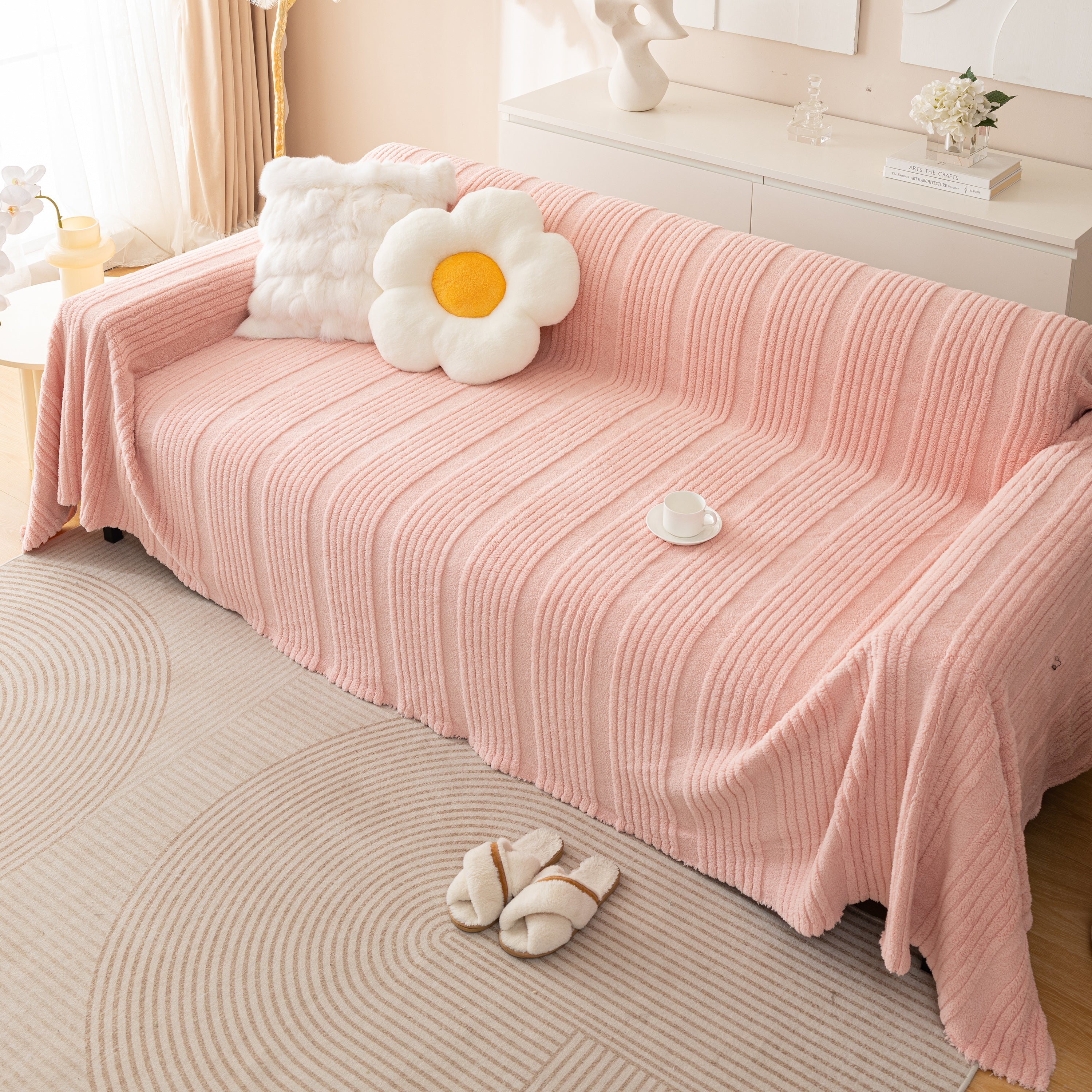 Luxury Oversized Soft Plush L Shape Couch Cover Sofa Throw Cover, Extra Large Blanket to Cover Couch