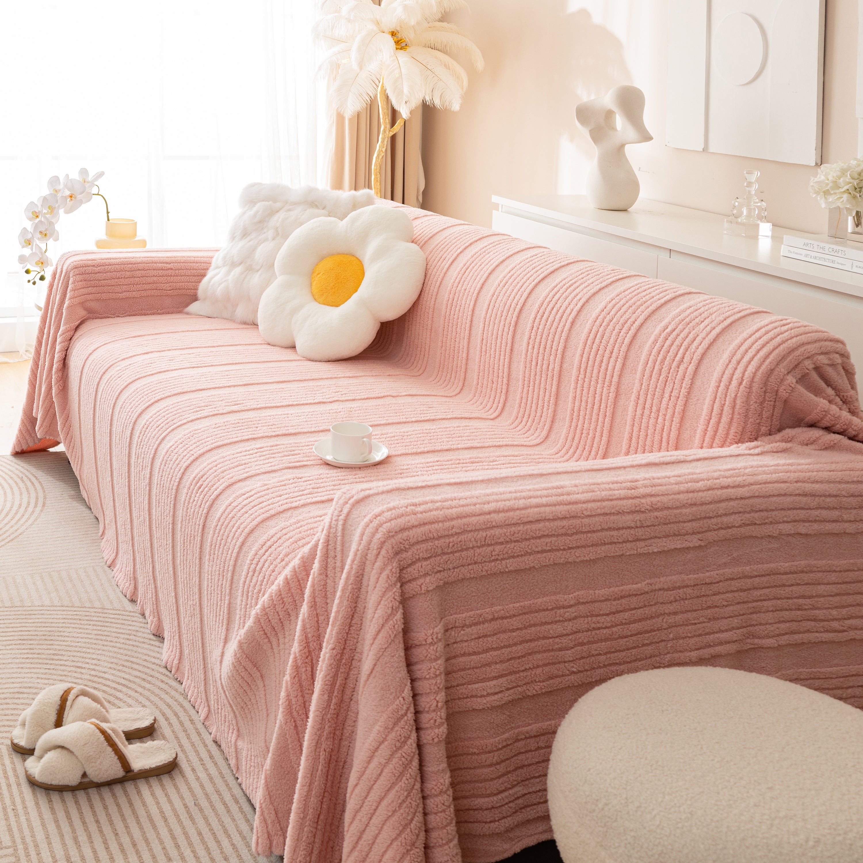 Luxury Oversized Soft Plush L Shape Couch Cover Sofa Throw Cover, Extra Large Blanket to Cover Couch