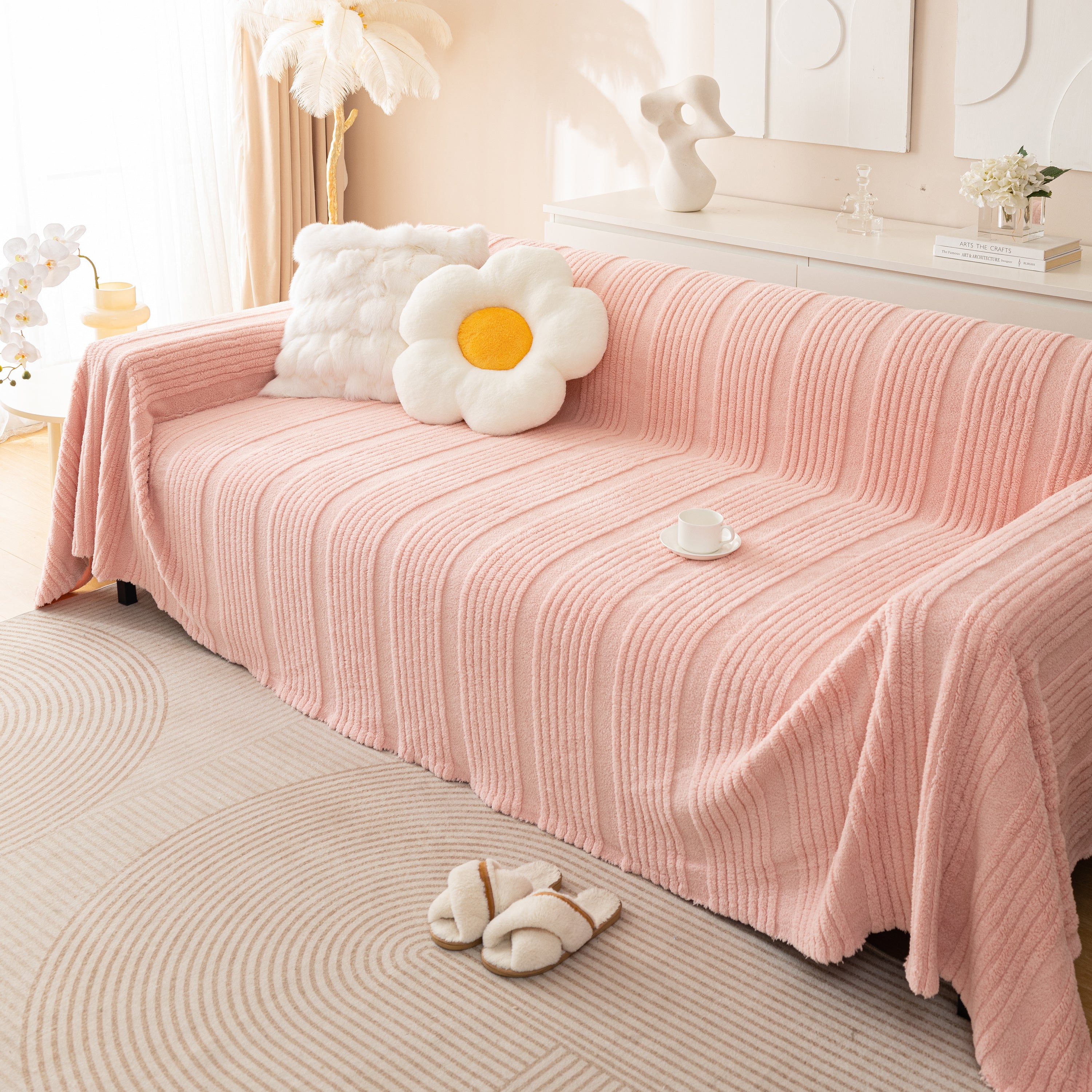 Luxury Oversized Soft Plush L Shape Couch Cover Sofa Throw Cover, Extra Large Blanket to Cover Couch