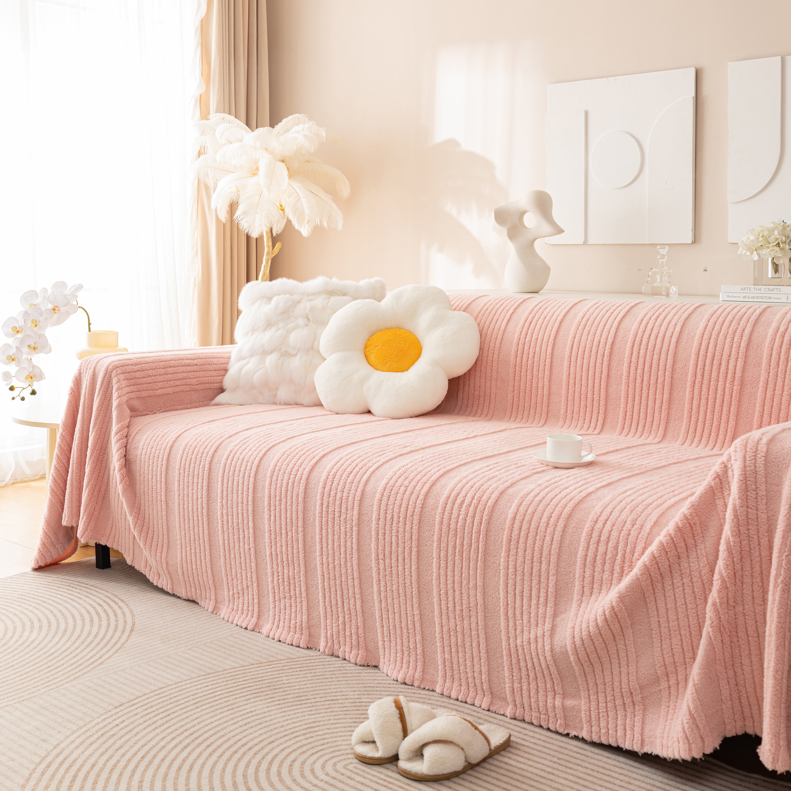 Luxury Oversized Soft Plush L Shape Couch Cover Sofa Throw Cover, Extra Large Blanket to Cover Couch