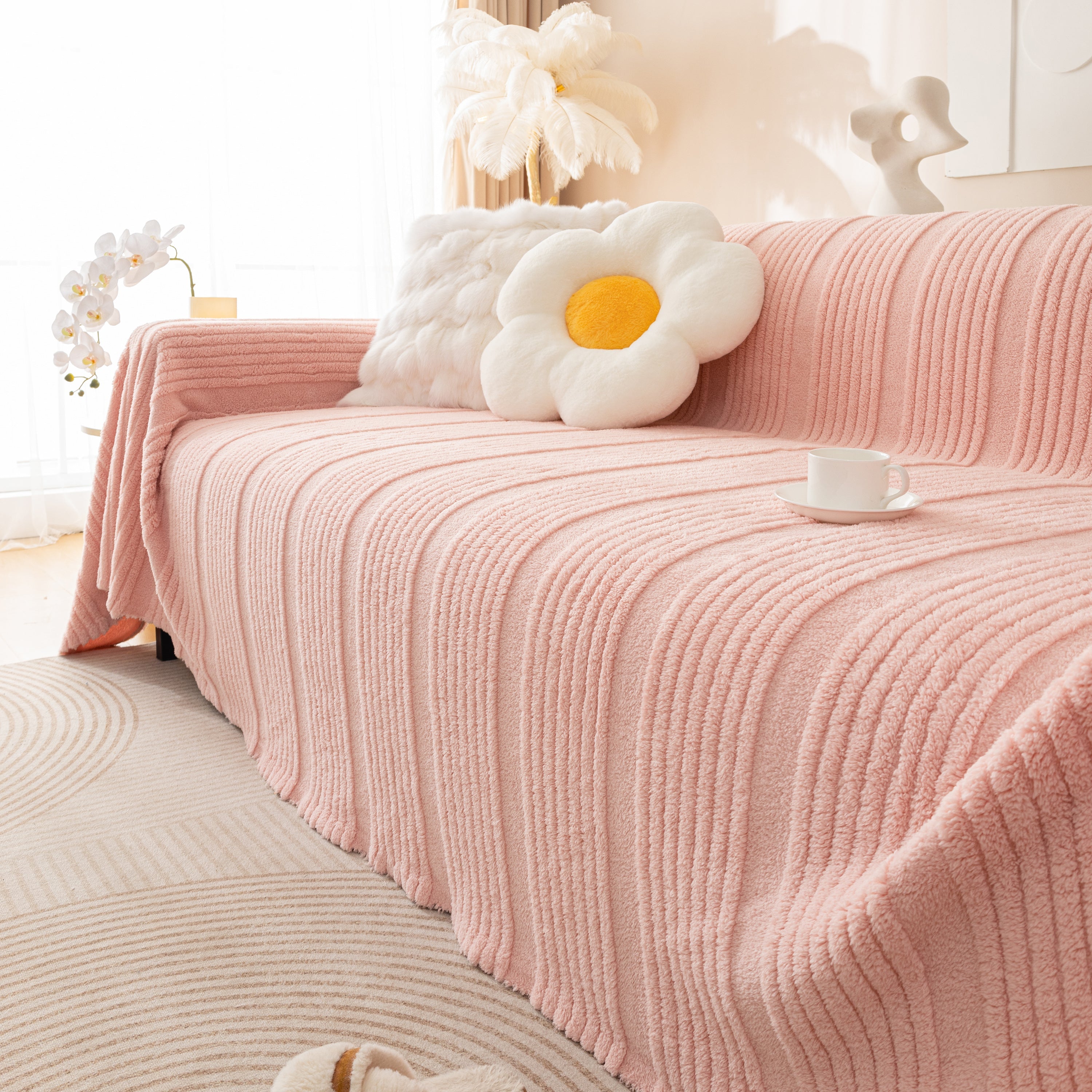 Luxury Oversized Soft Plush L Shape Couch Cover Sofa Throw Cover, Extra Large Blanket to Cover Couch