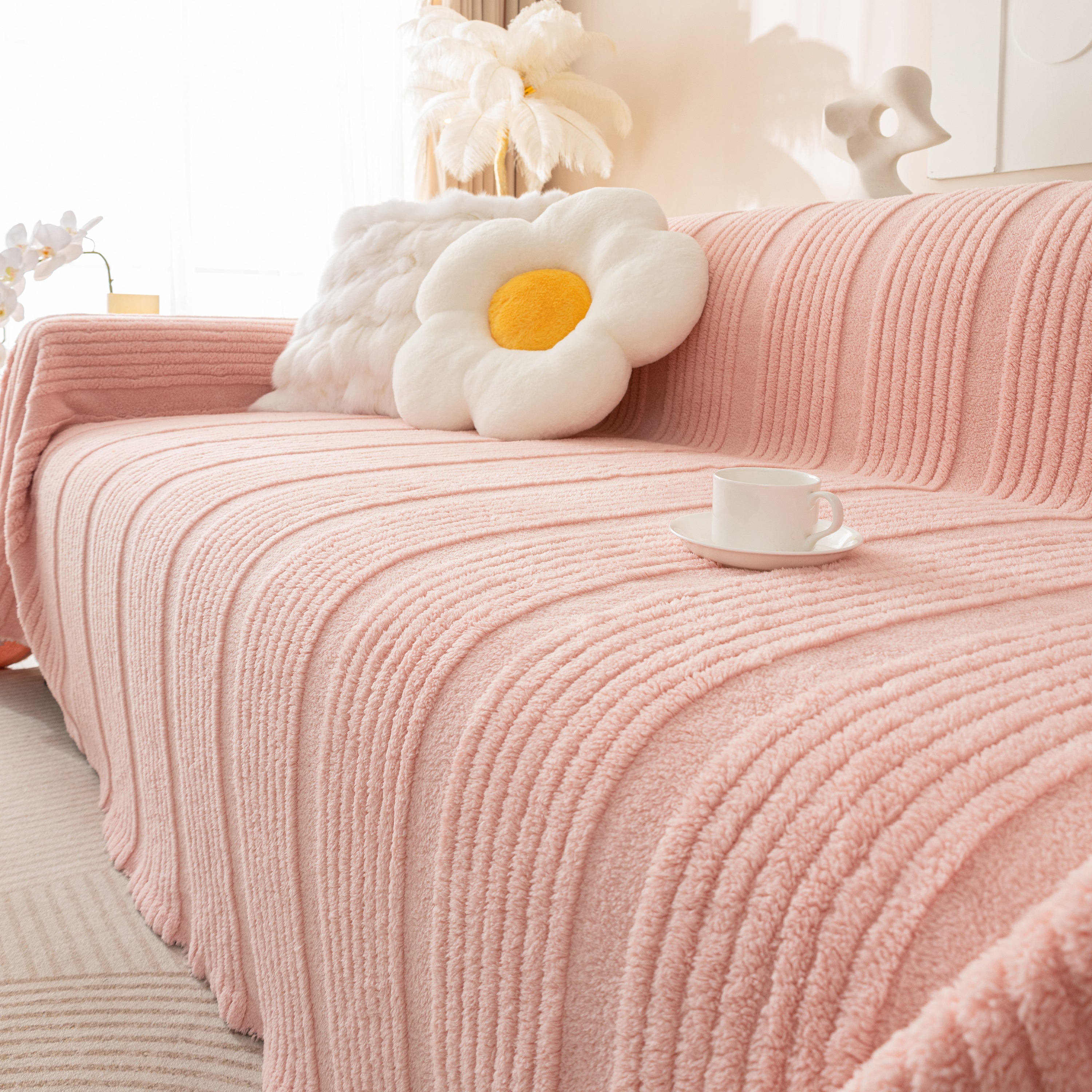 Luxury Oversized Soft Plush L Shape Couch Cover Sofa Throw Cover, Extra Large Blanket to Cover Couch