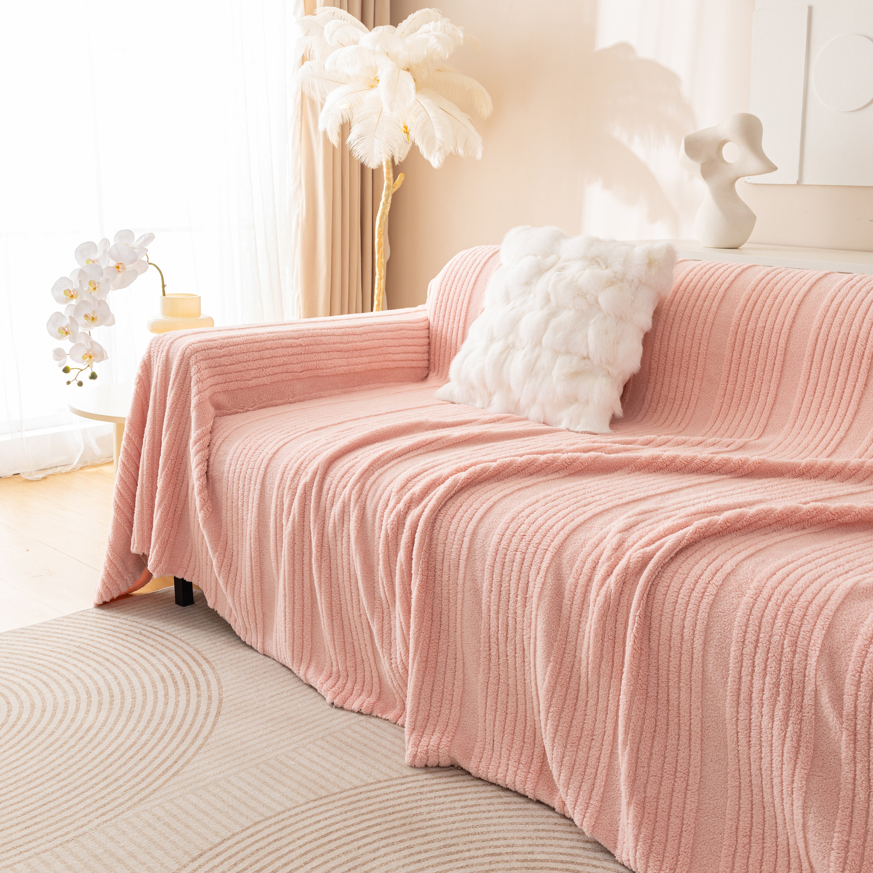 Luxury Oversized Soft Plush L Shape Couch Cover Sofa Throw Cover, Extra Large Blanket to Cover Couch