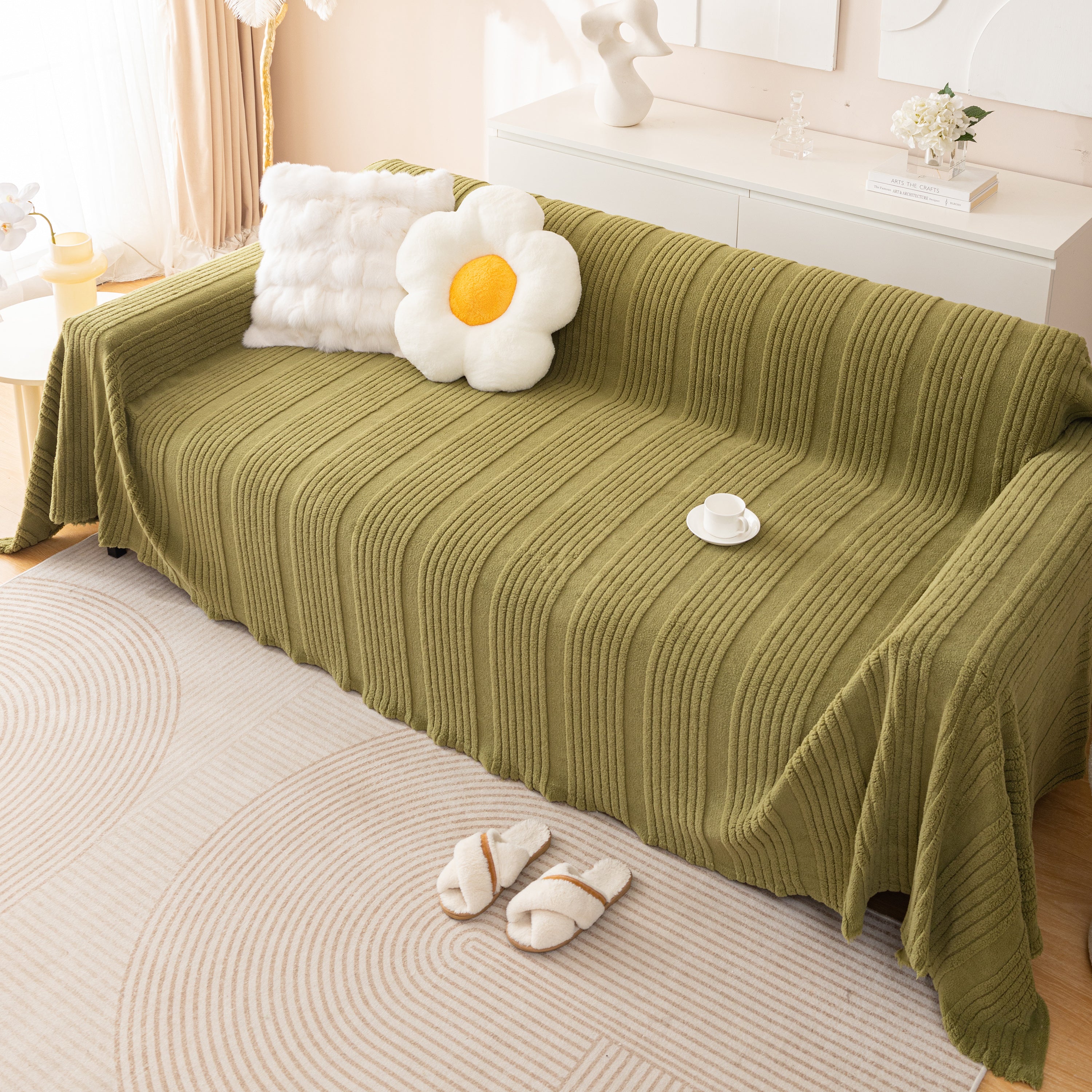 Luxury Oversized Soft Plush L Shape Couch Cover Sofa Throw Cover, Extra Large Blanket to Cover Couch