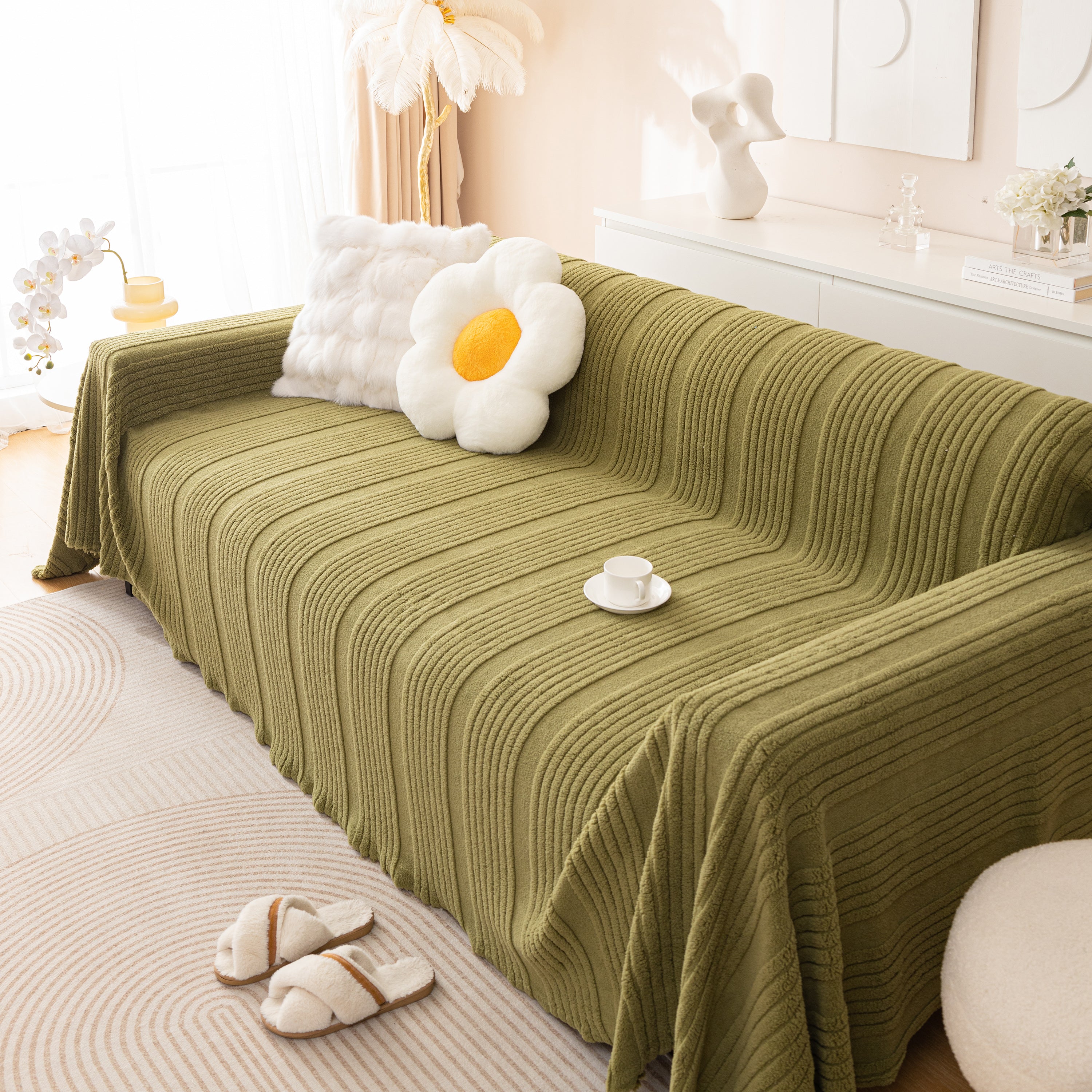 Luxury Oversized Soft Plush L Shape Couch Cover Sofa Throw Cover, Extra Large Blanket to Cover Couch