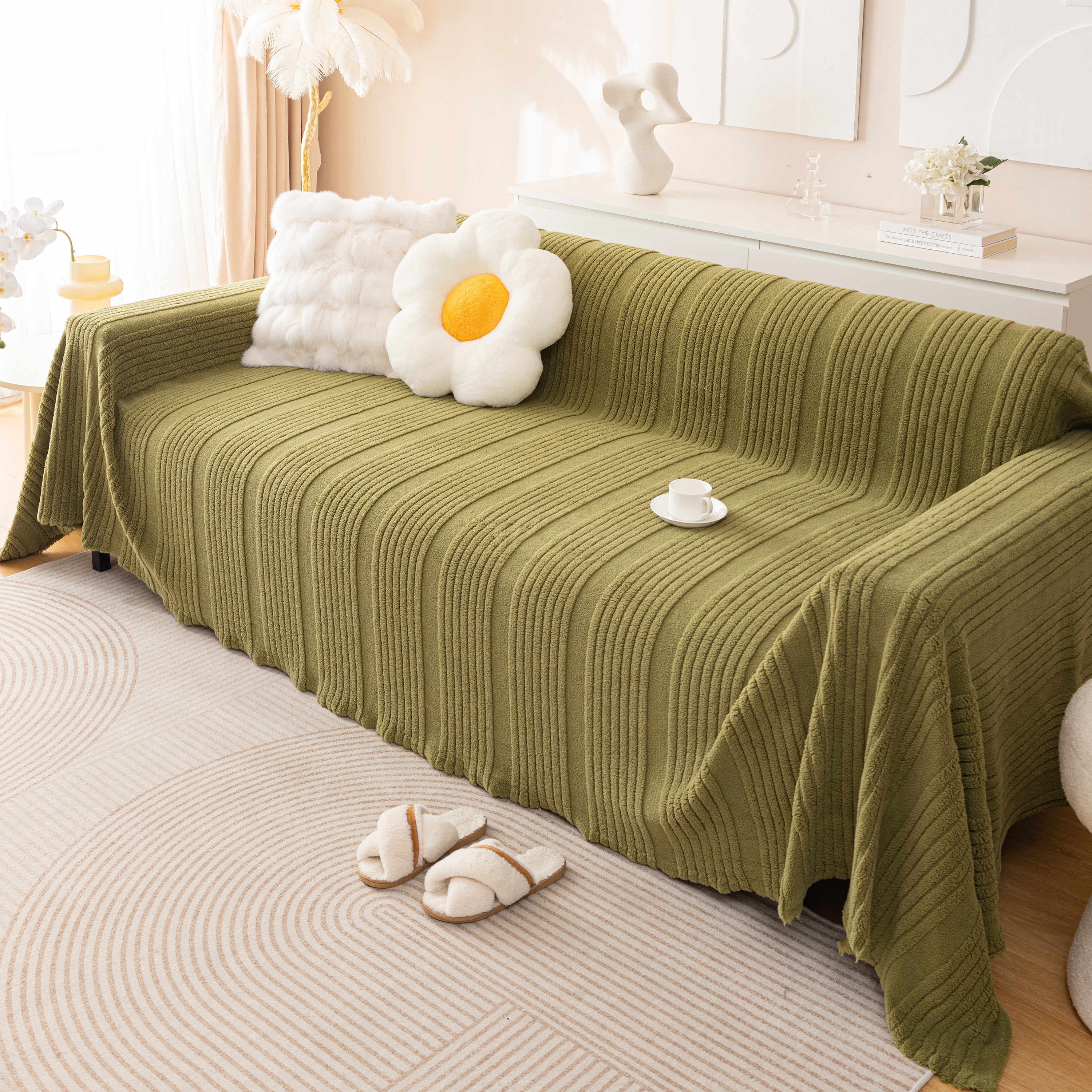 Luxury Oversized Soft Plush L Shape Couch Cover Sofa Throw Cover, Extra Large Blanket to Cover Couch
