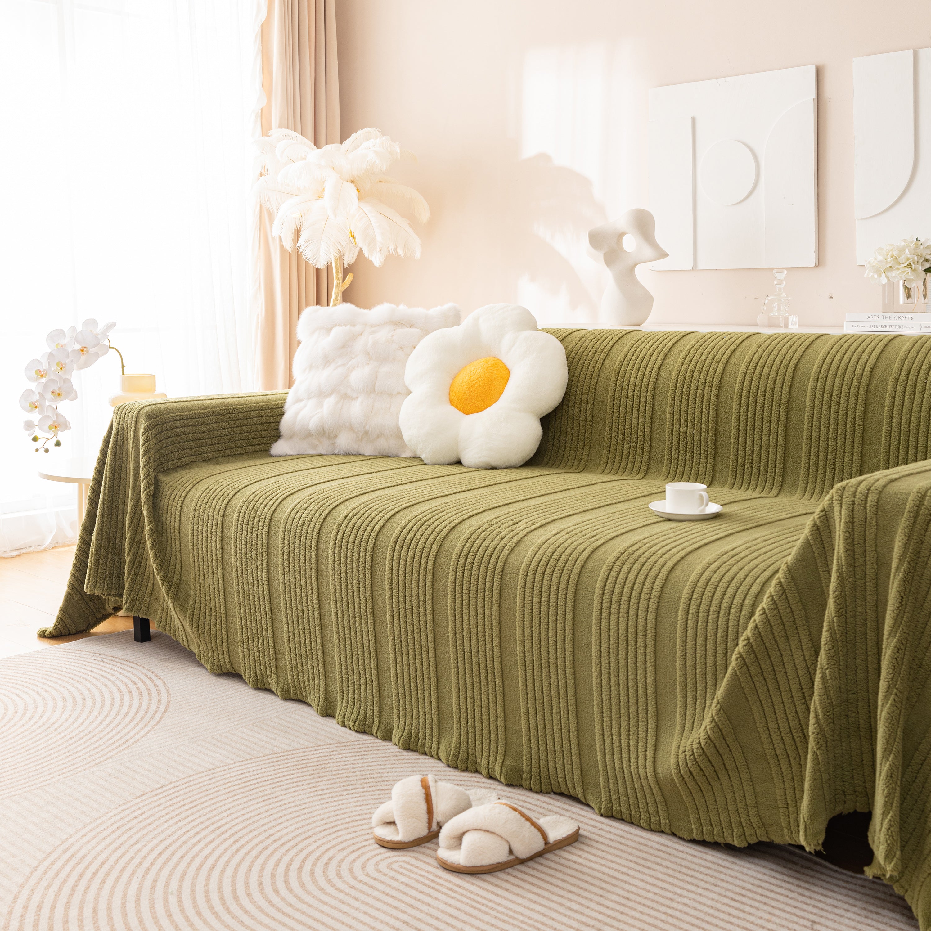 Luxury Oversized Soft Plush L Shape Couch Cover Sofa Throw Cover, Extra Large Blanket to Cover Couch