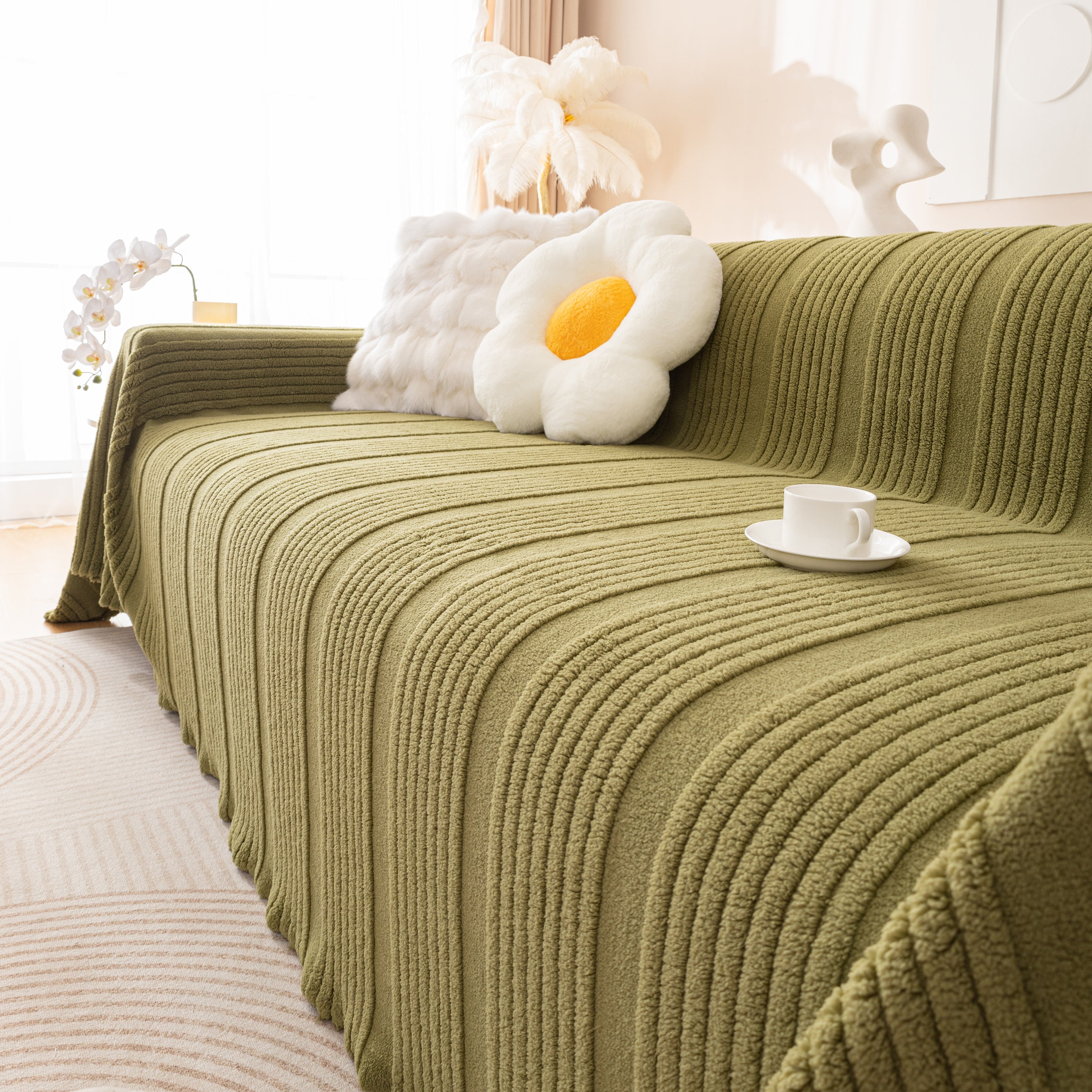Luxury Oversized Soft Plush L Shape Couch Cover Sofa Throw Cover, Extra Large Blanket to Cover Couch