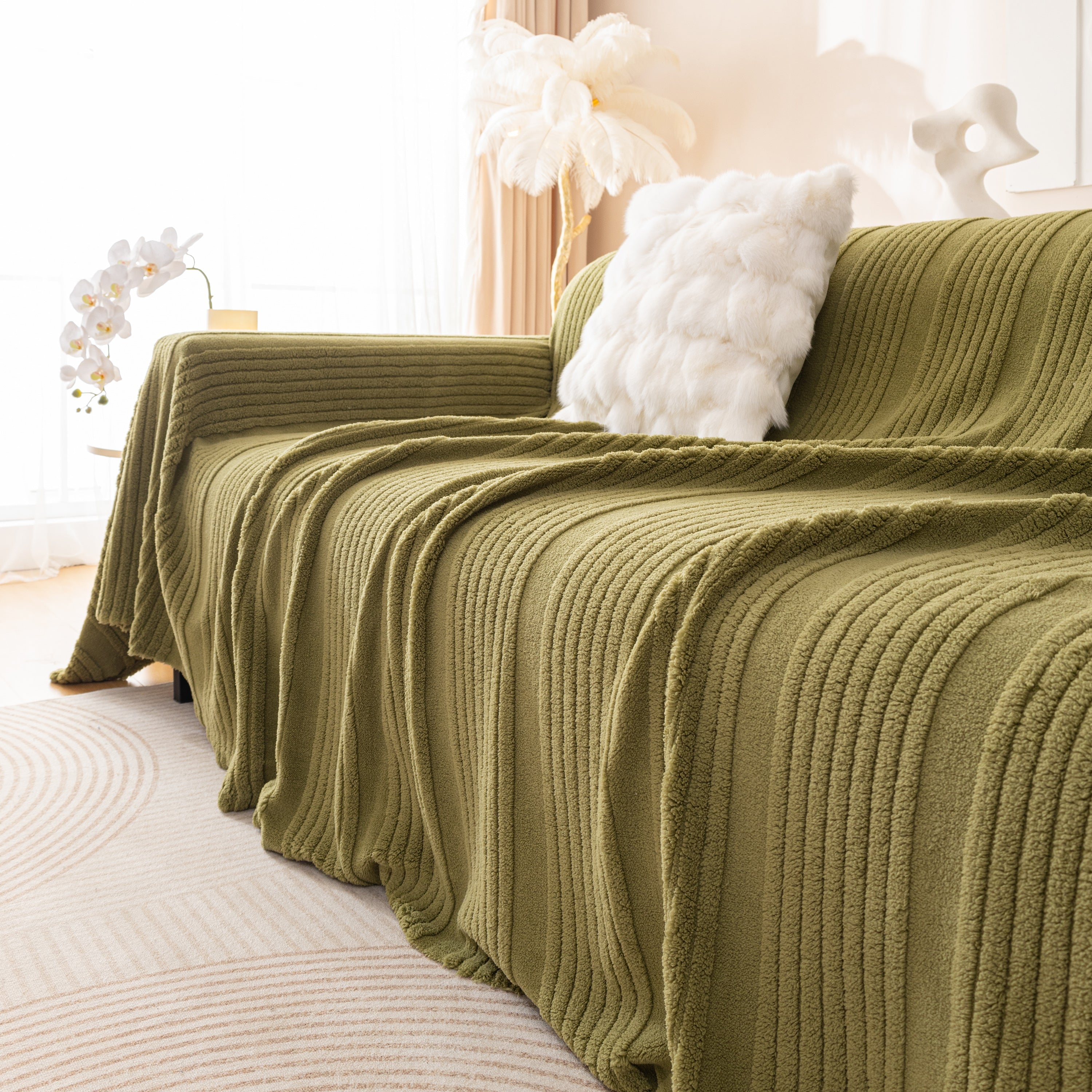 Luxury Oversized Soft Plush L Shape Couch Cover Sofa Throw Cover, Extra Large Blanket to Cover Couch