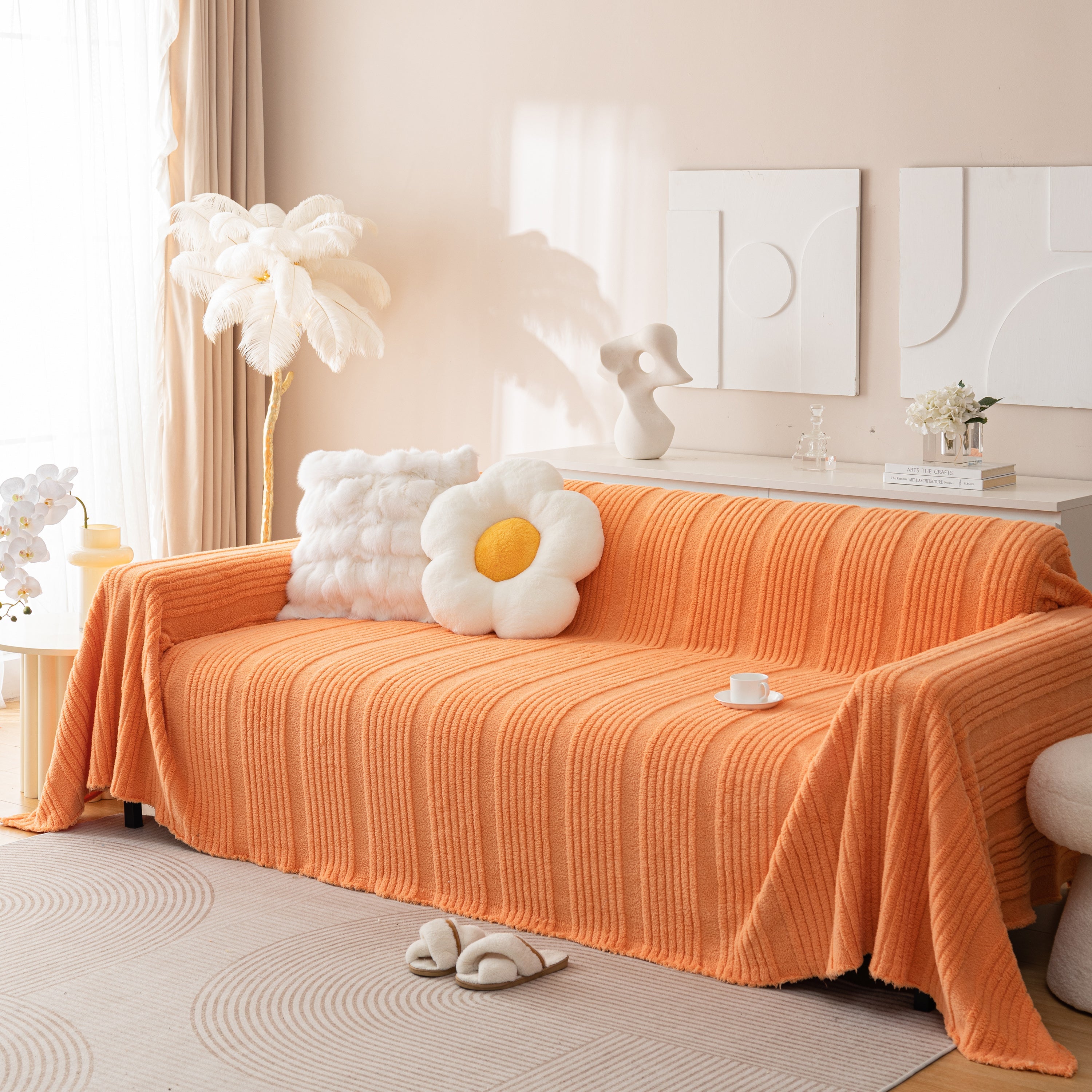 Luxury Oversized Soft Plush L Shape Couch Cover Sofa Throw Cover, Extra Large Blanket to Cover Couch