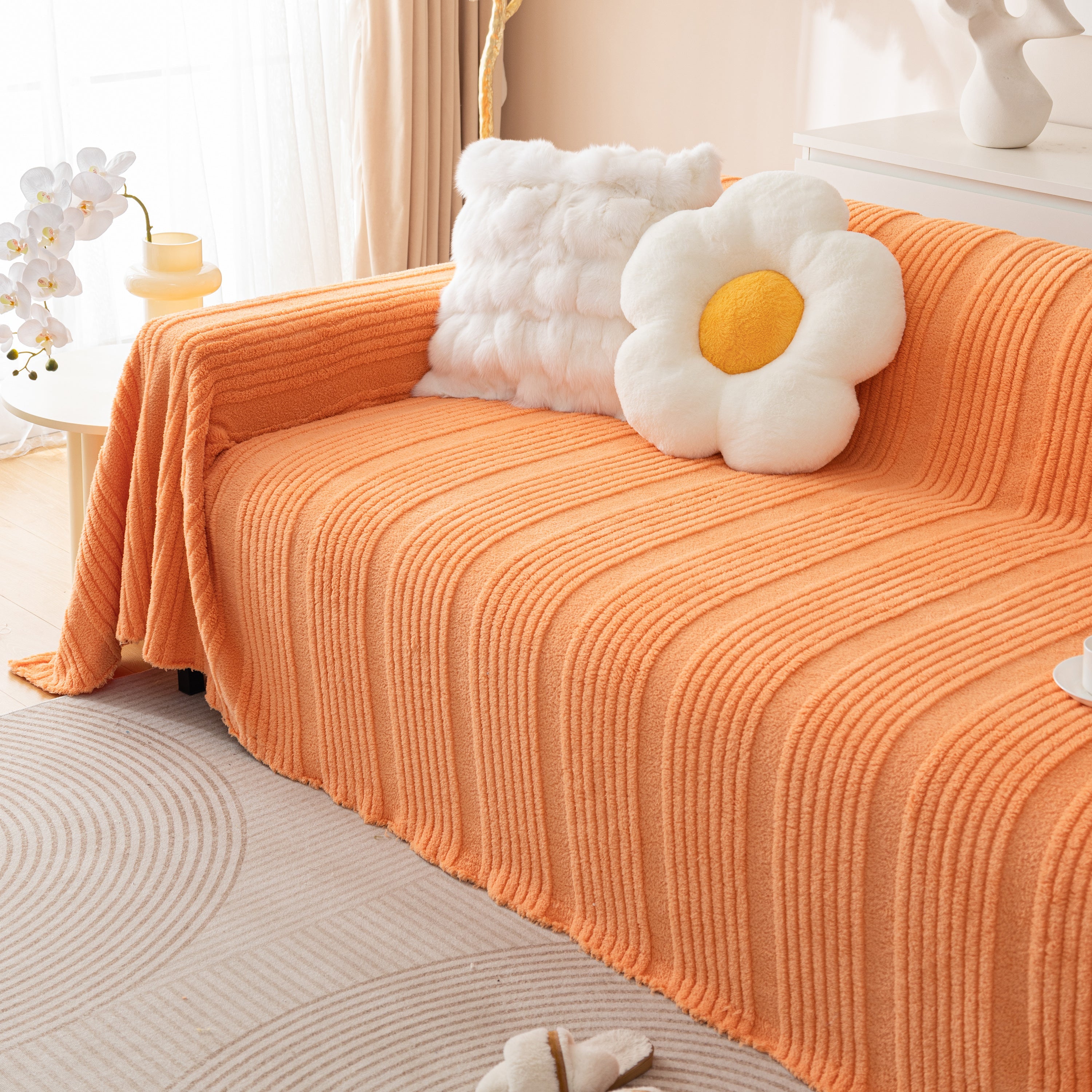 Luxury Oversized Soft Plush L Shape Couch Cover Sofa Throw Cover, Extra Large Blanket to Cover Couch