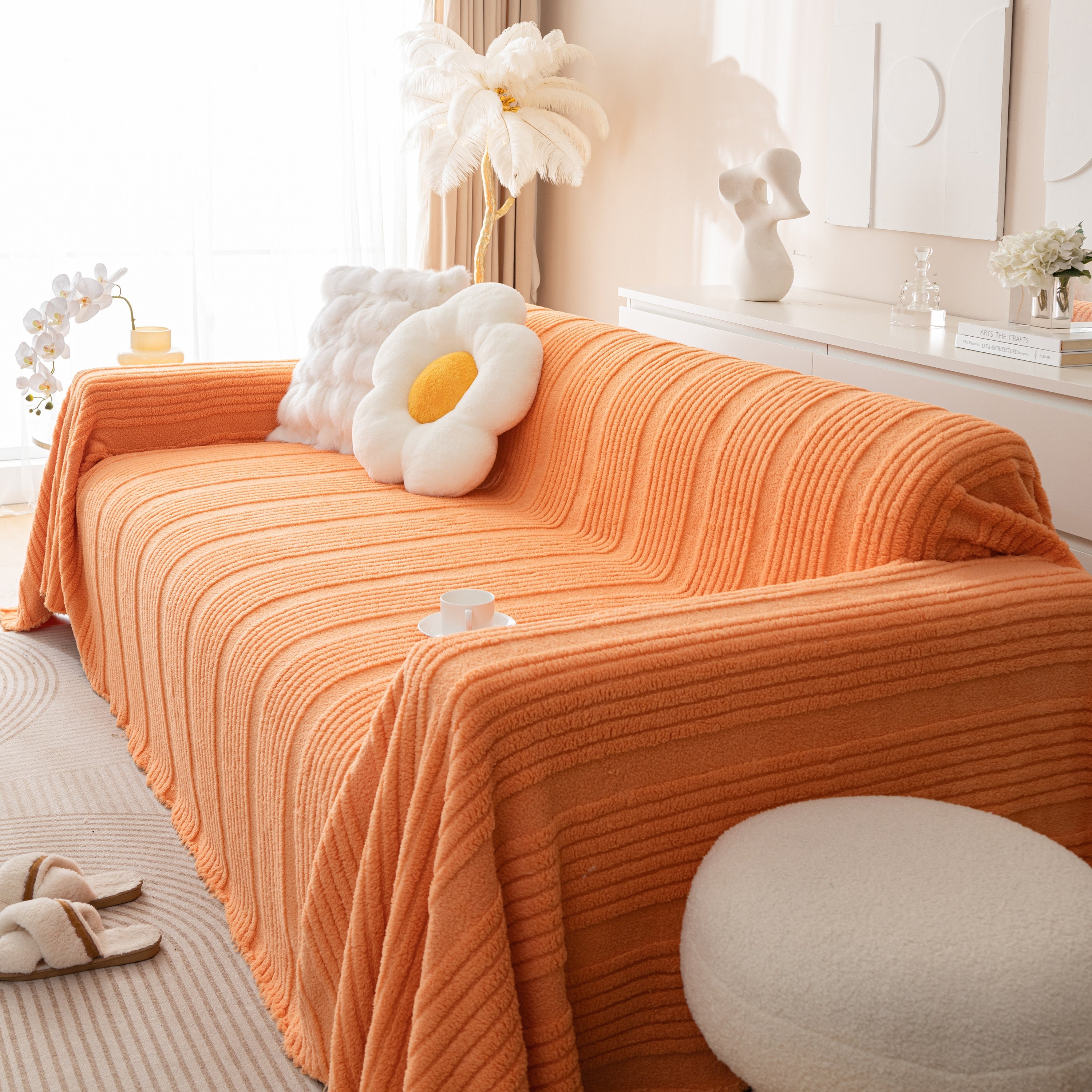 Luxury Oversized Soft Plush L Shape Couch Cover Sofa Throw Cover, Extra Large Blanket to Cover Couch