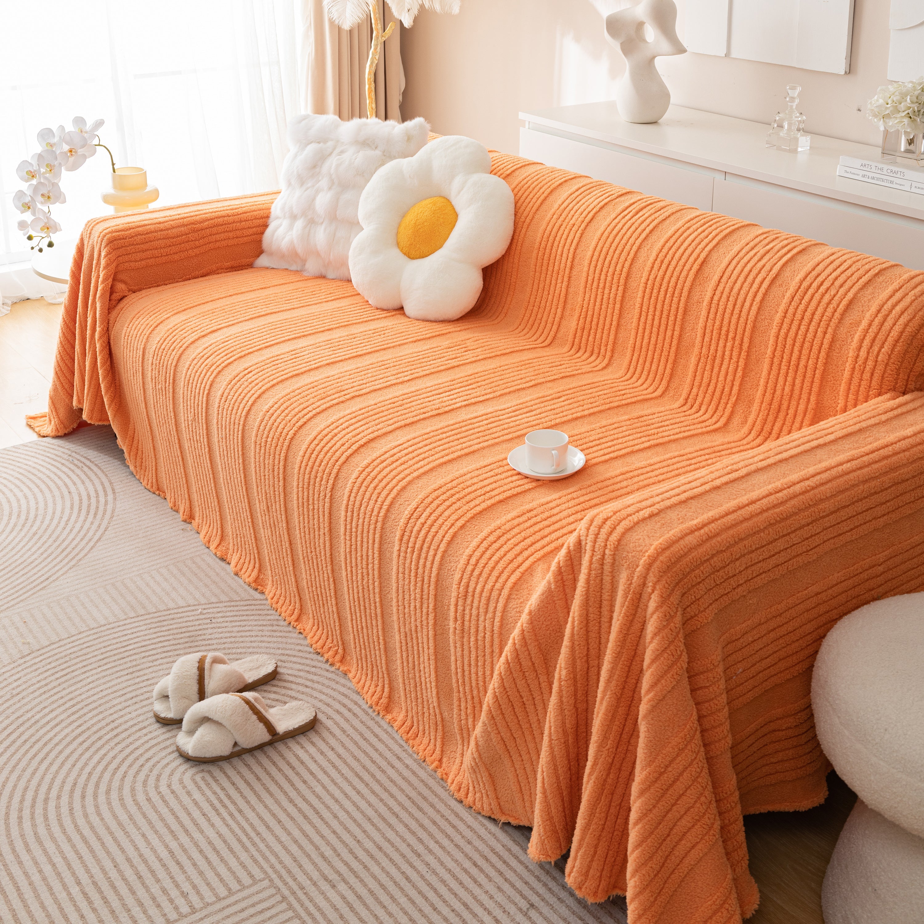 Luxury Oversized Soft Plush L Shape Couch Cover Sofa Throw Cover, Extra Large Blanket to Cover Couch