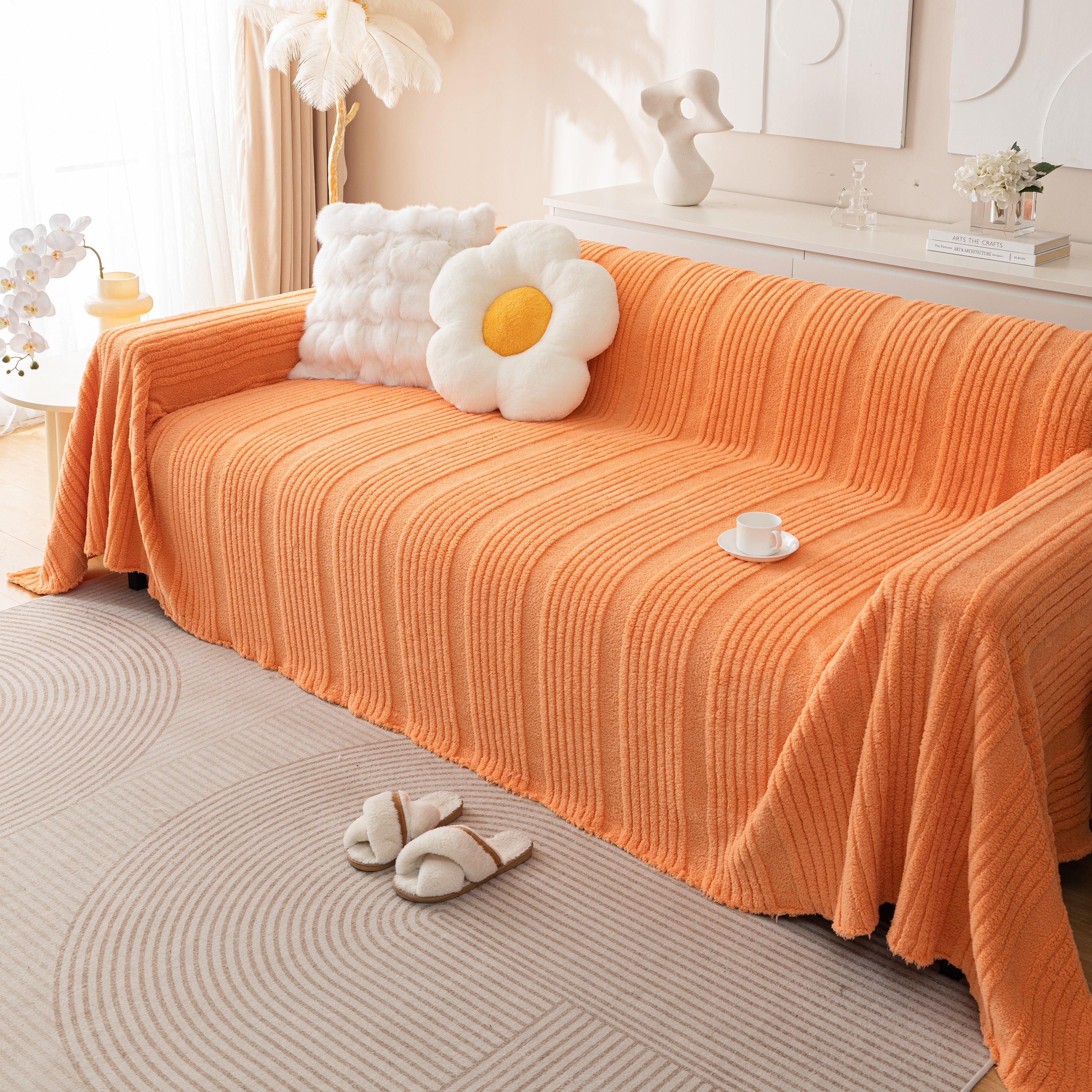 Luxury Oversized Soft Plush L Shape Couch Cover Sofa Throw Cover, Extra Large Blanket to Cover Couch