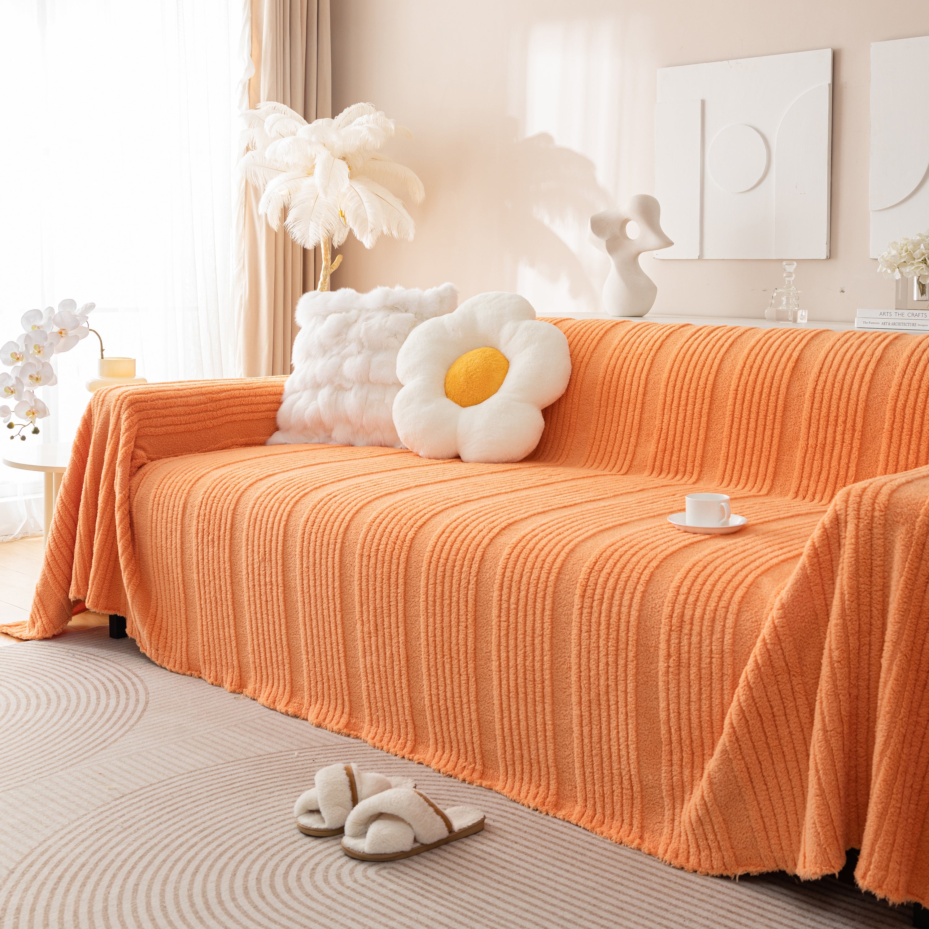 Luxury Oversized Soft Plush L Shape Couch Cover Sofa Throw Cover, Extra Large Blanket to Cover Couch