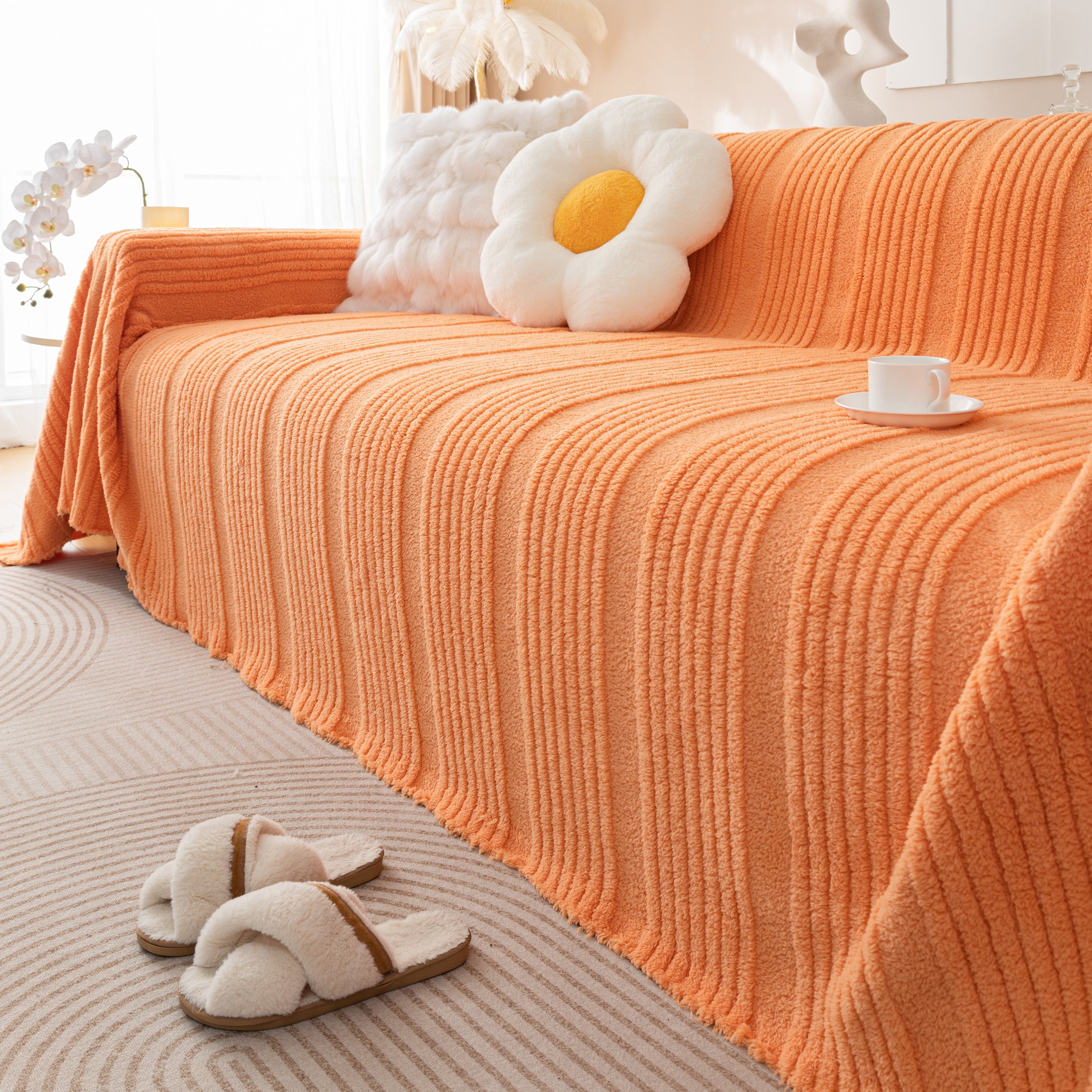 Luxury Oversized Soft Plush L Shape Couch Cover Sofa Throw Cover, Extra Large Blanket to Cover Couch