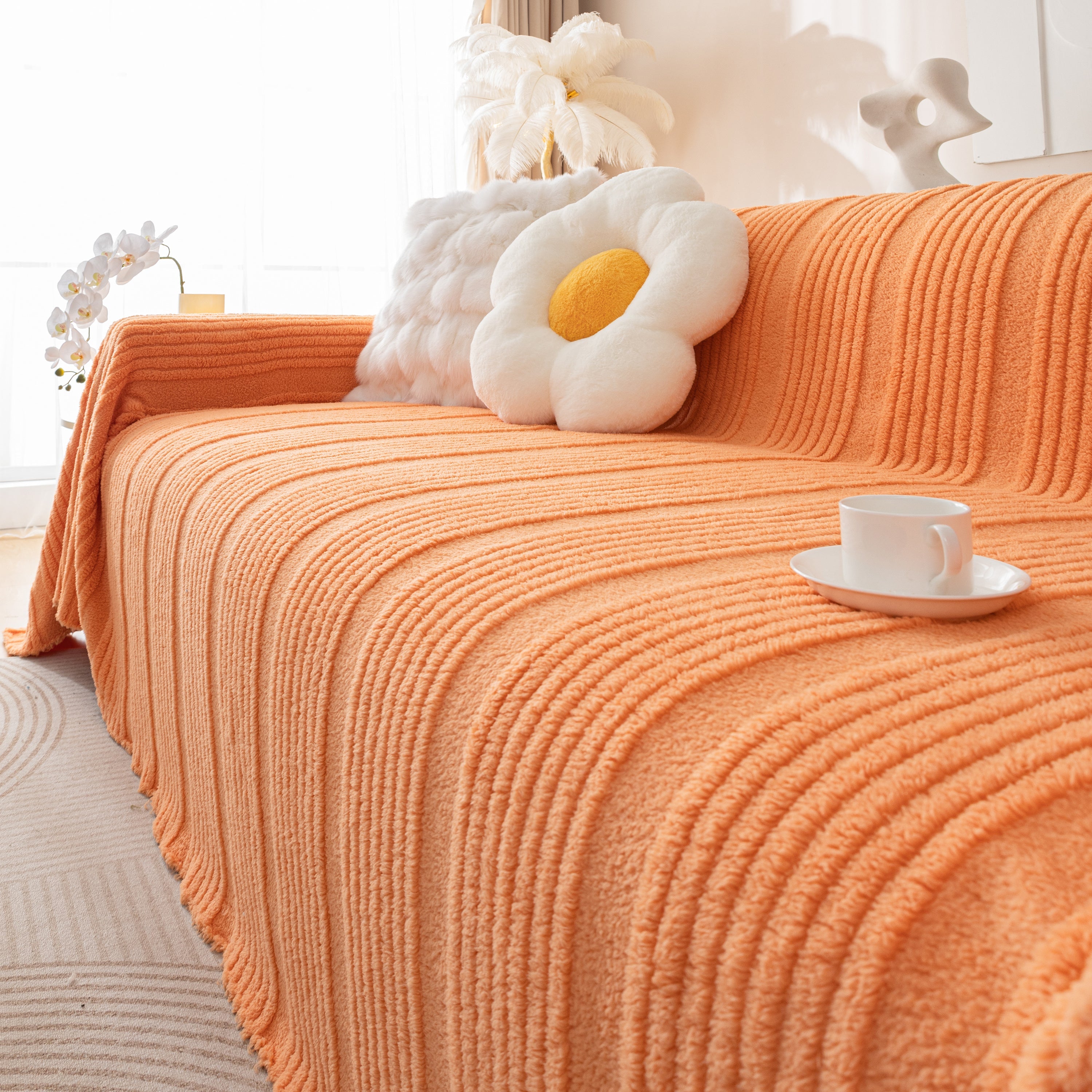 Luxury Oversized Soft Plush L Shape Couch Cover Sofa Throw Cover, Extra Large Blanket to Cover Couch
