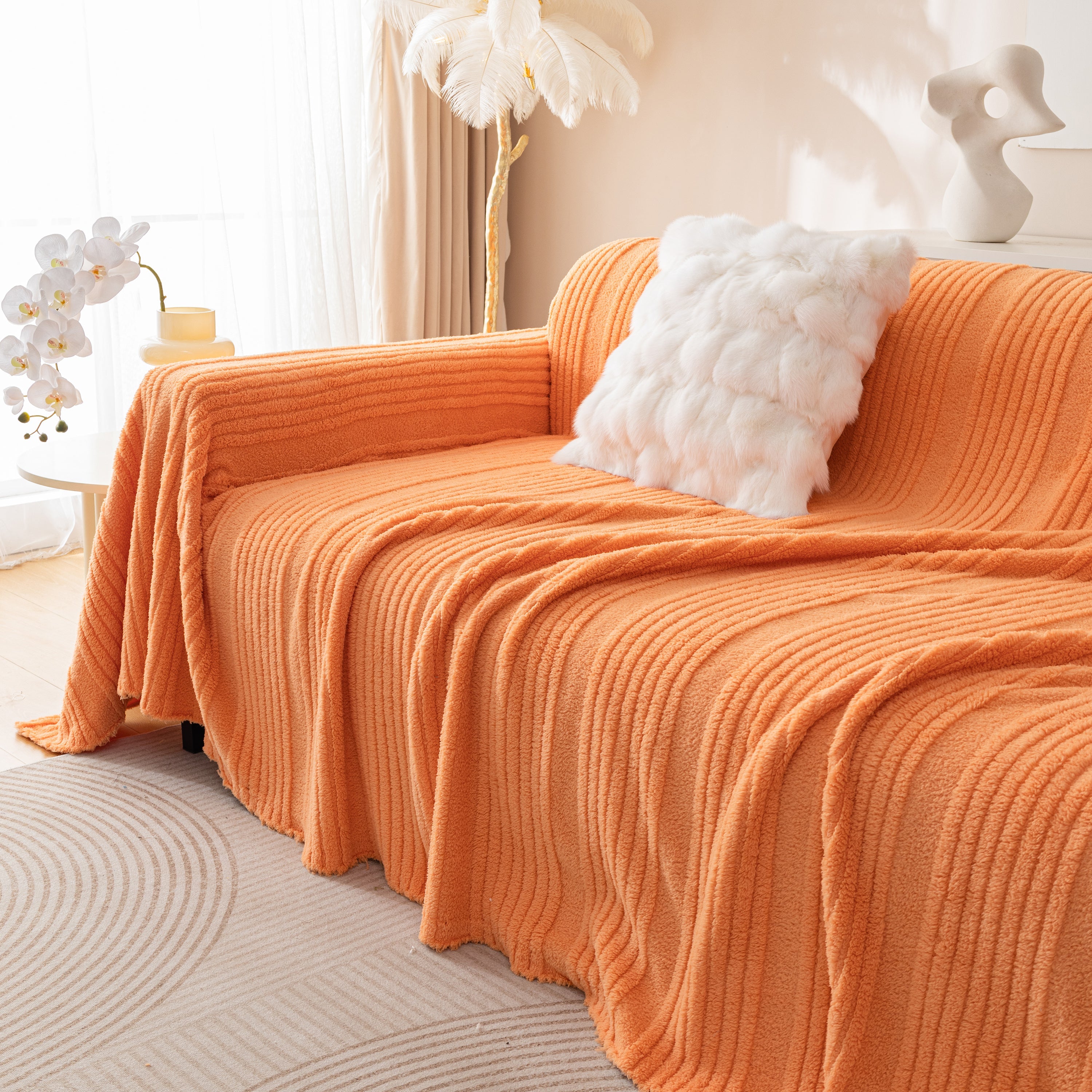 Luxury Oversized Soft Plush L Shape Couch Cover Sofa Throw Cover, Extra Large Blanket to Cover Couch