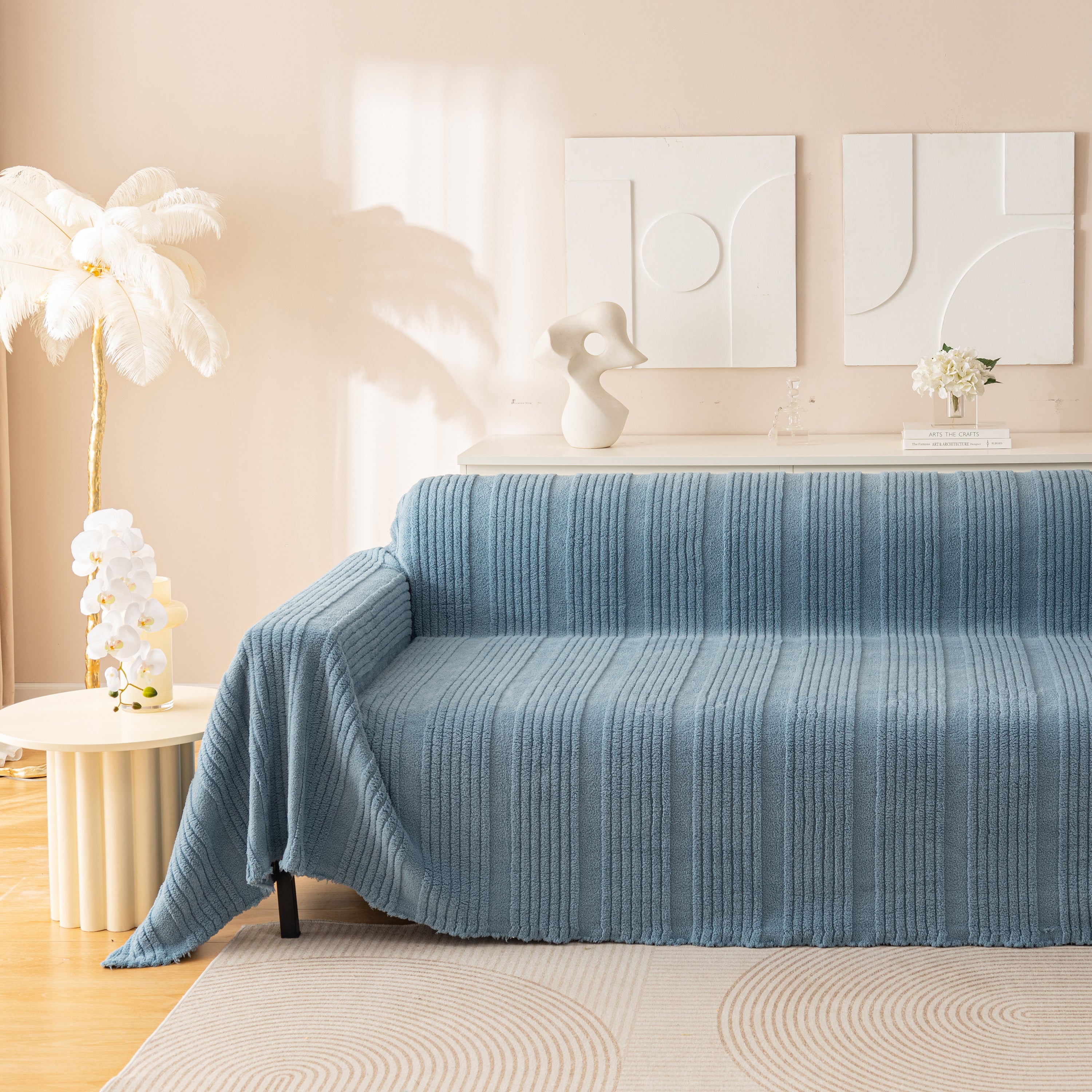 Luxury Oversized Soft Plush L Shape Couch Cover Sofa Throw Cover, Extra Large Blanket to Cover Couch