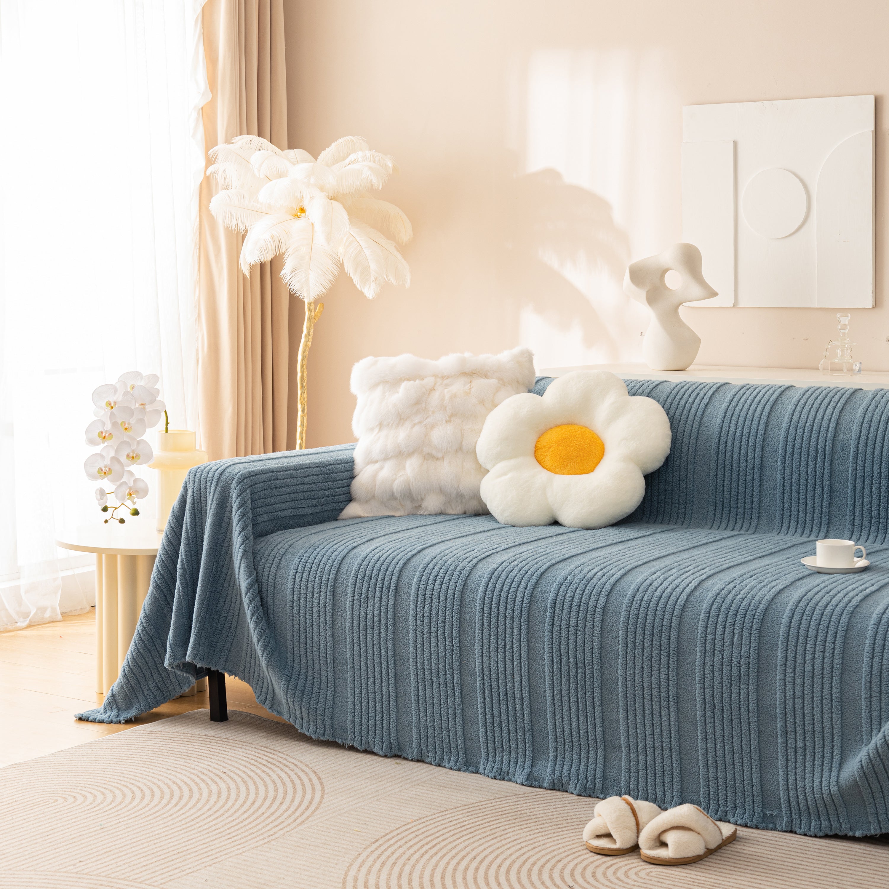 Luxury Oversized Soft Plush L Shape Couch Cover Sofa Throw Cover, Extra Large Blanket to Cover Couch