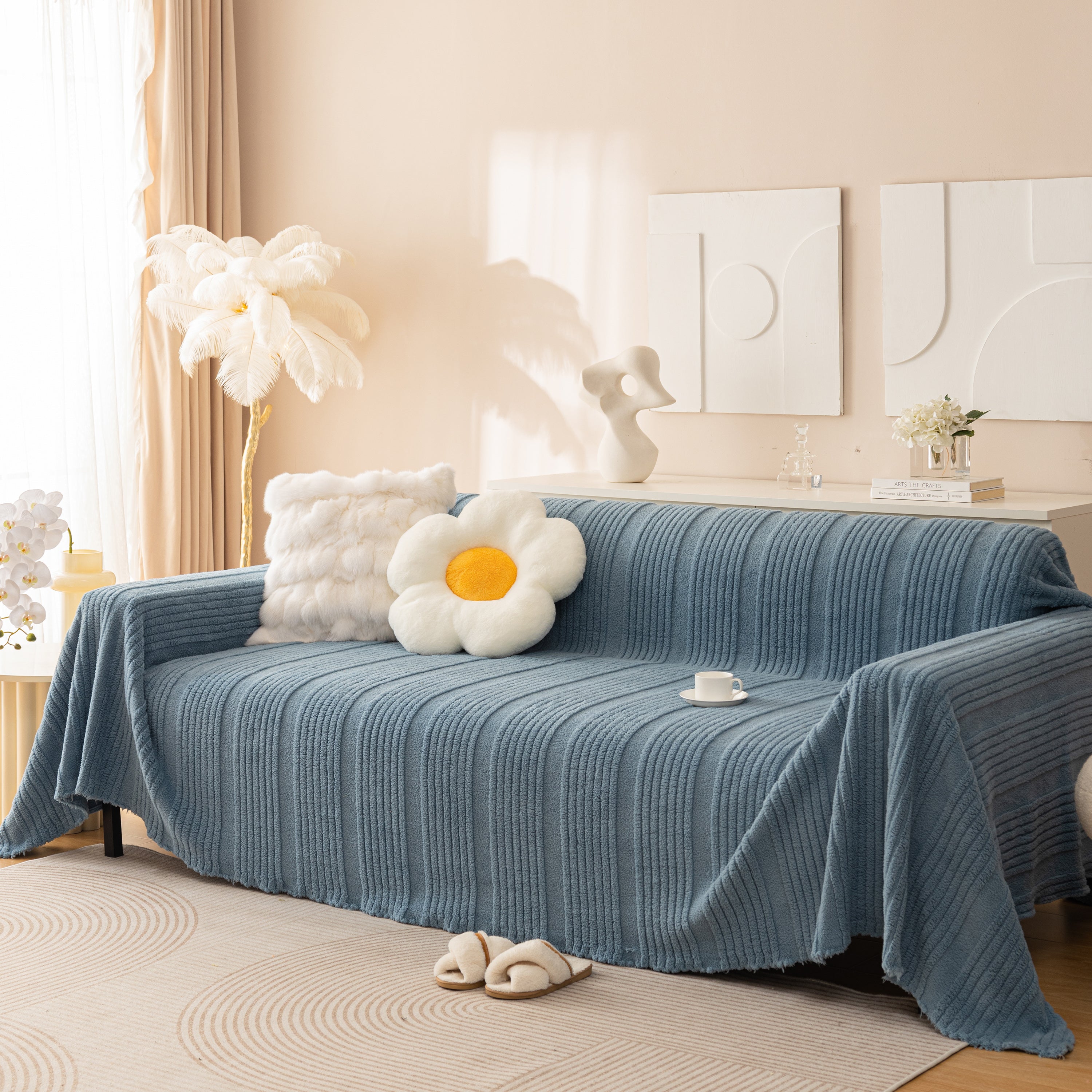 Luxury Oversized Soft Plush L Shape Couch Cover Sofa Throw Cover, Extra Large Blanket to Cover Couch