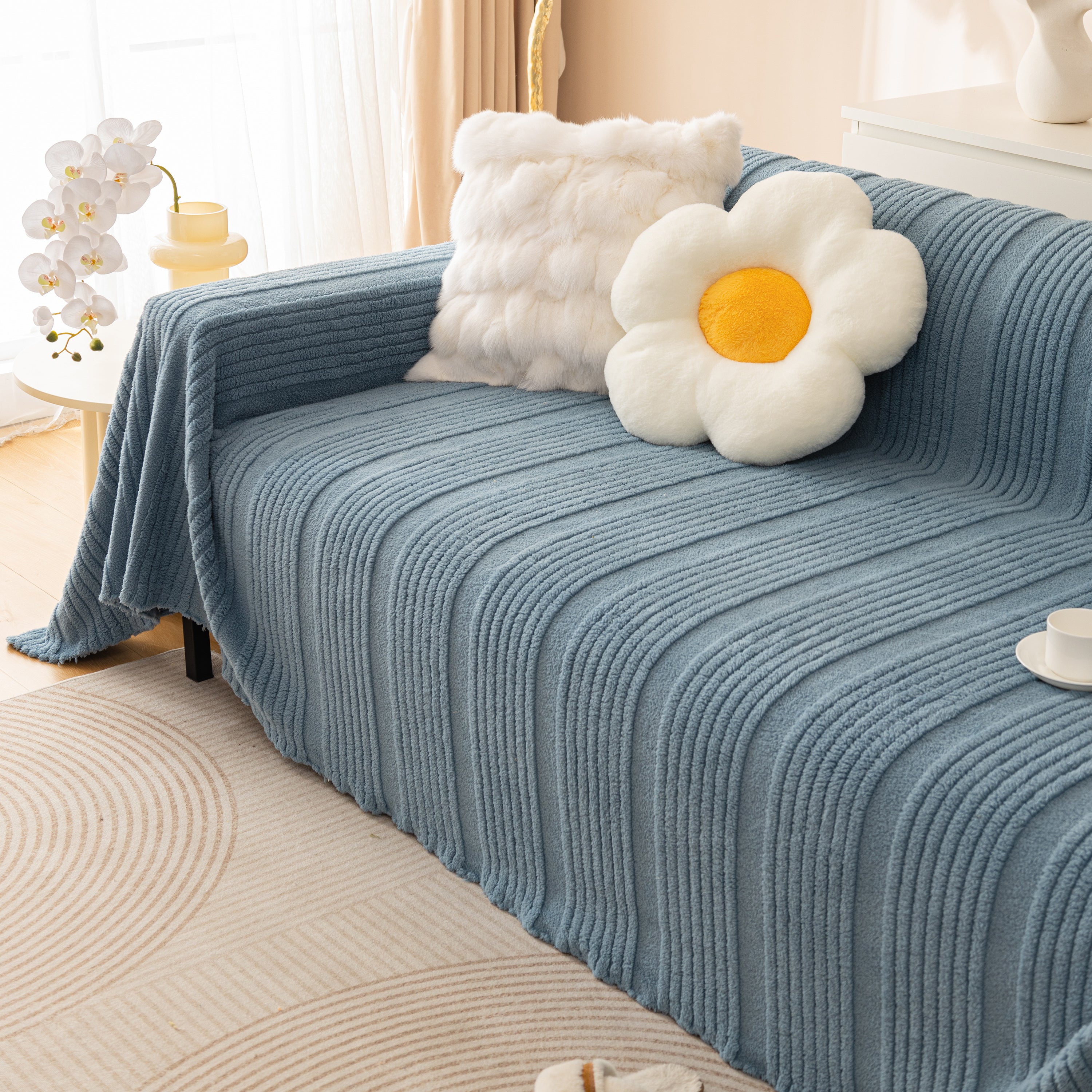 Luxury Oversized Soft Plush L Shape Couch Cover Sofa Throw Cover, Extra Large Blanket to Cover Couch