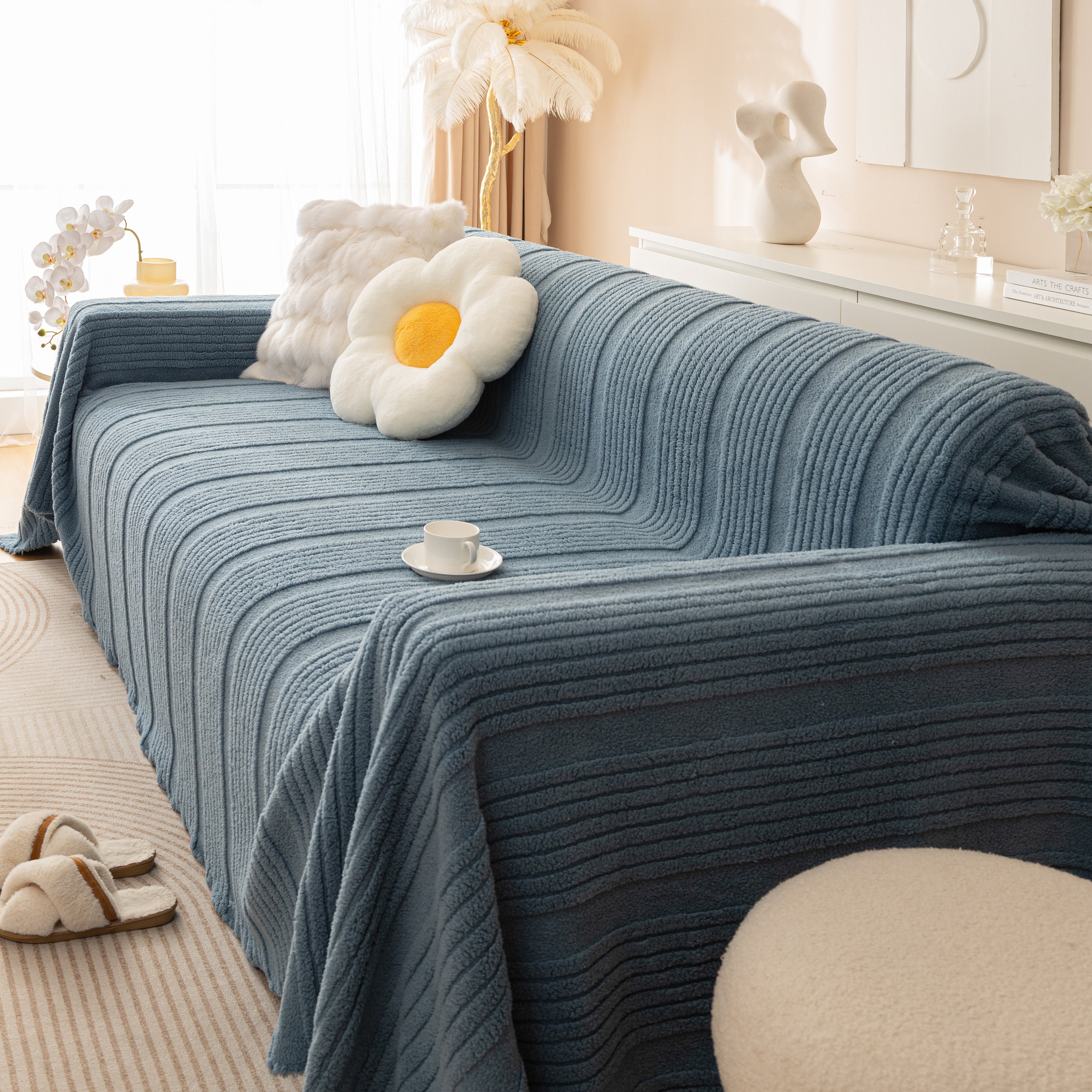 Luxury Oversized Soft Plush L Shape Couch Cover Sofa Throw Cover, Extra Large Blanket to Cover Couch