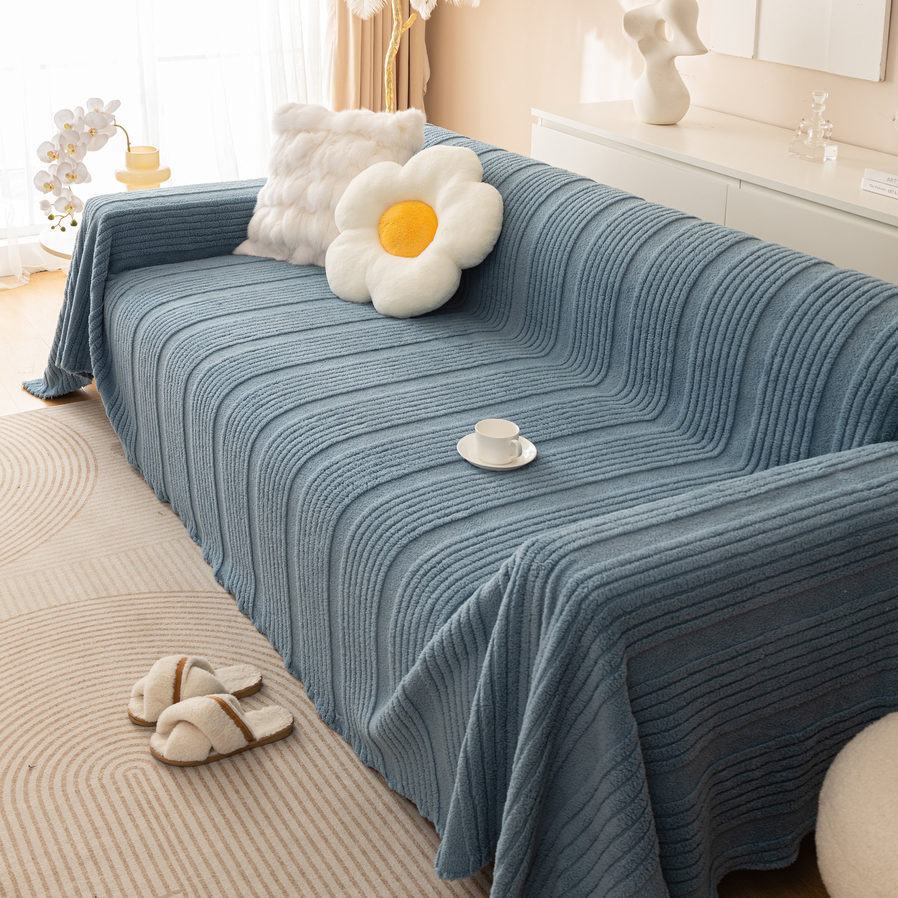 Luxury Oversized Soft Plush L Shape Couch Cover Sofa Throw Cover, Extra Large Blanket to Cover Couch