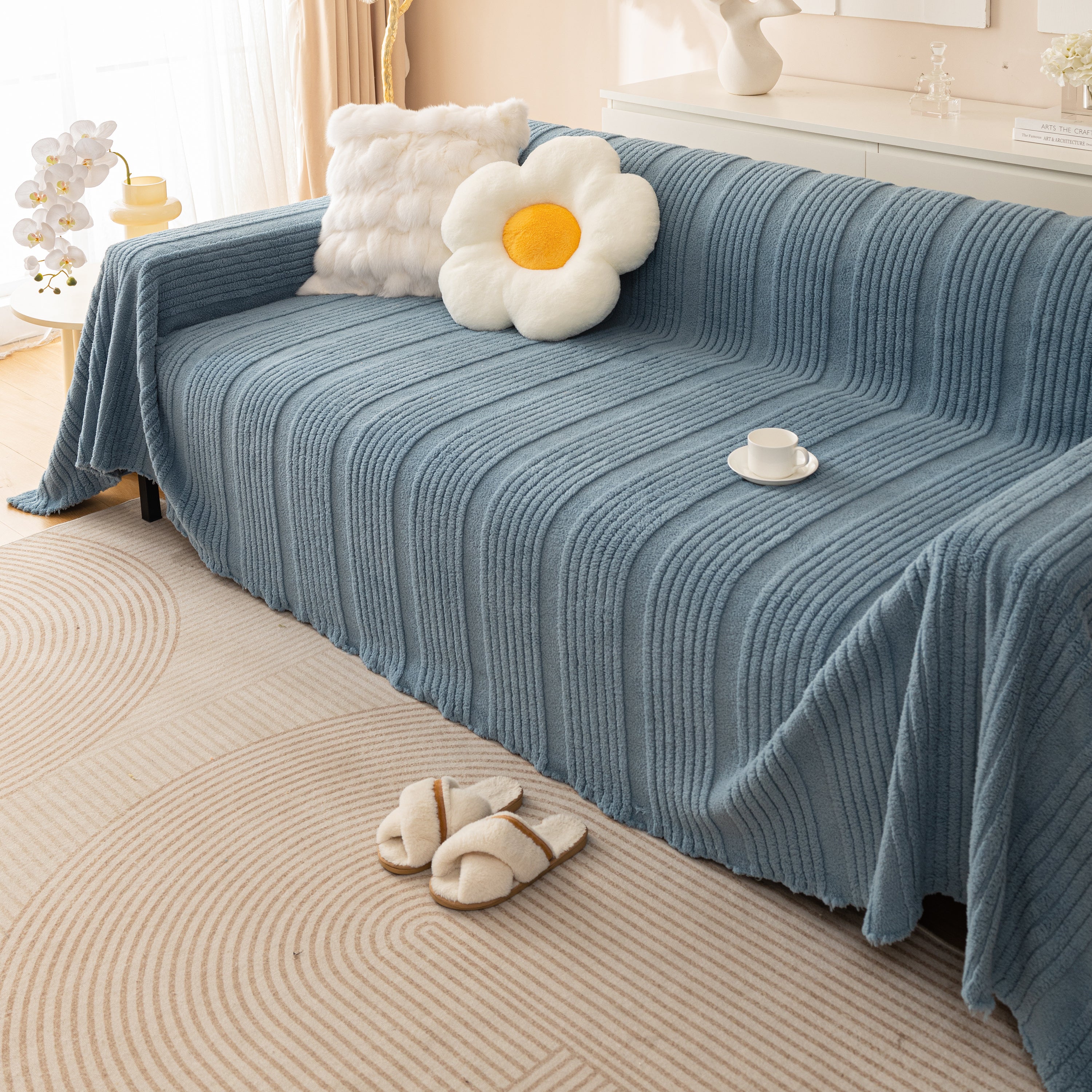 Luxury Oversized Soft Plush L Shape Couch Cover Sofa Throw Cover, Extra Large Blanket to Cover Couch