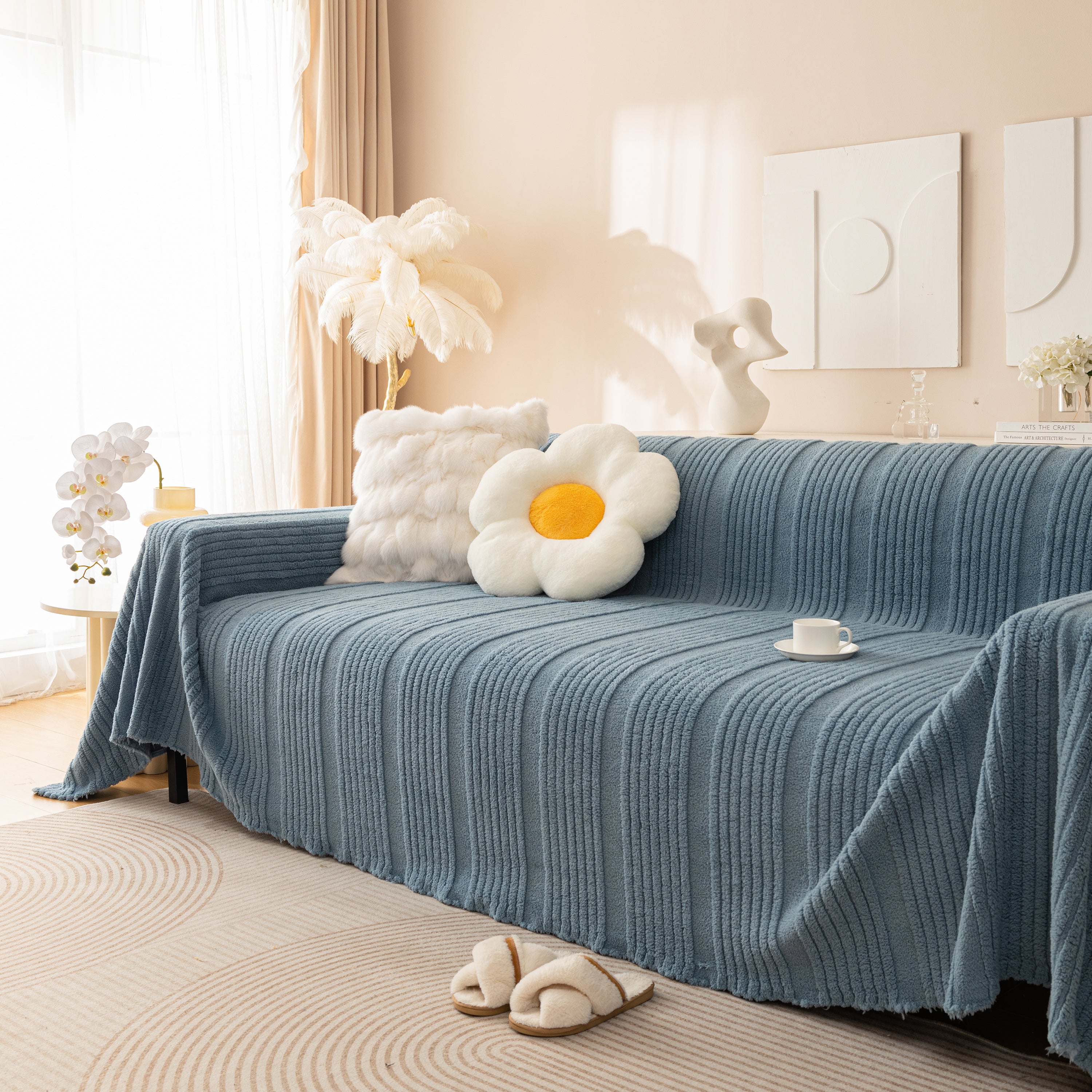Luxury Oversized Soft Plush L Shape Couch Cover Sofa Throw Cover, Extra Large Blanket to Cover Couch