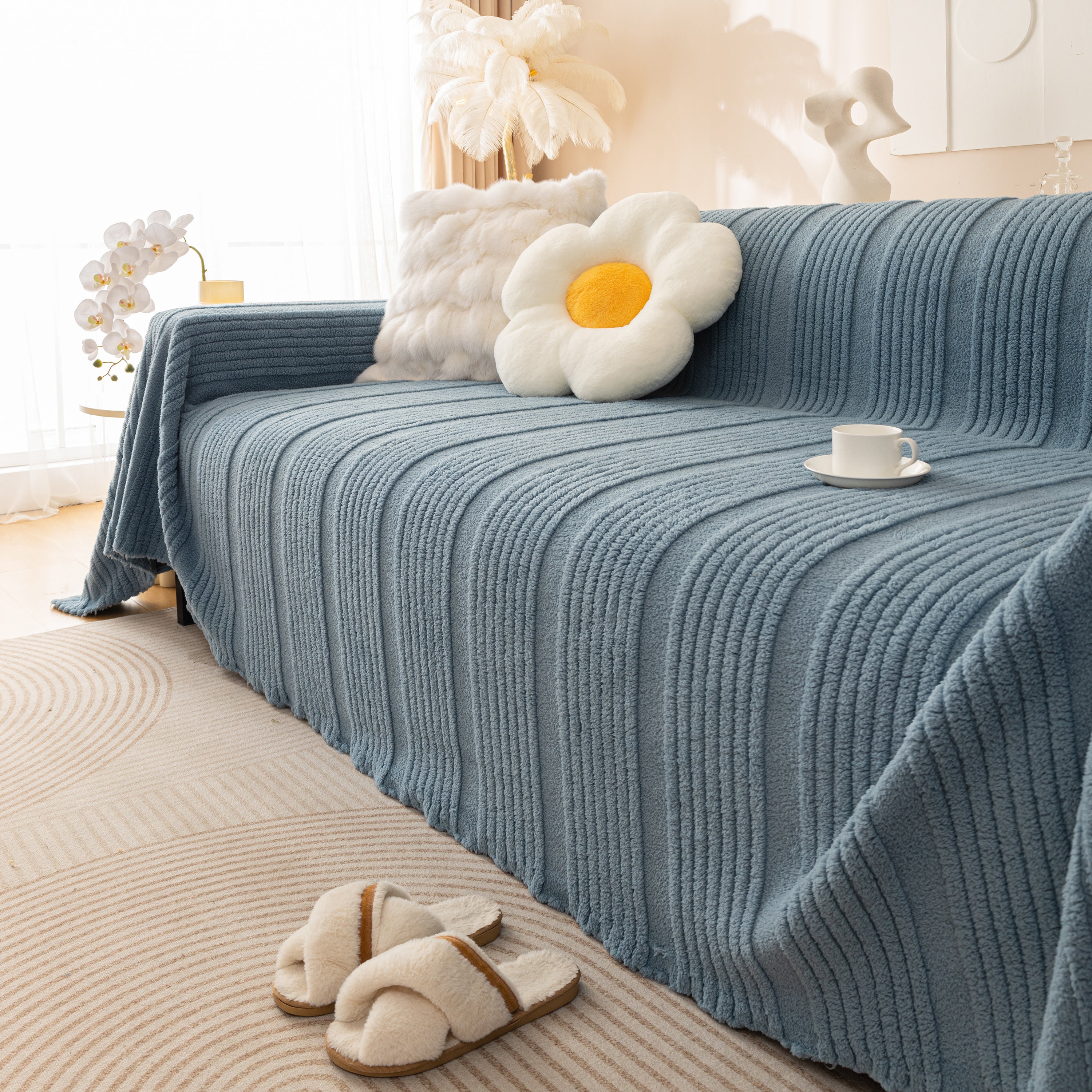 Luxury Oversized Soft Plush L Shape Couch Cover Sofa Throw Cover, Extra Large Blanket to Cover Couch