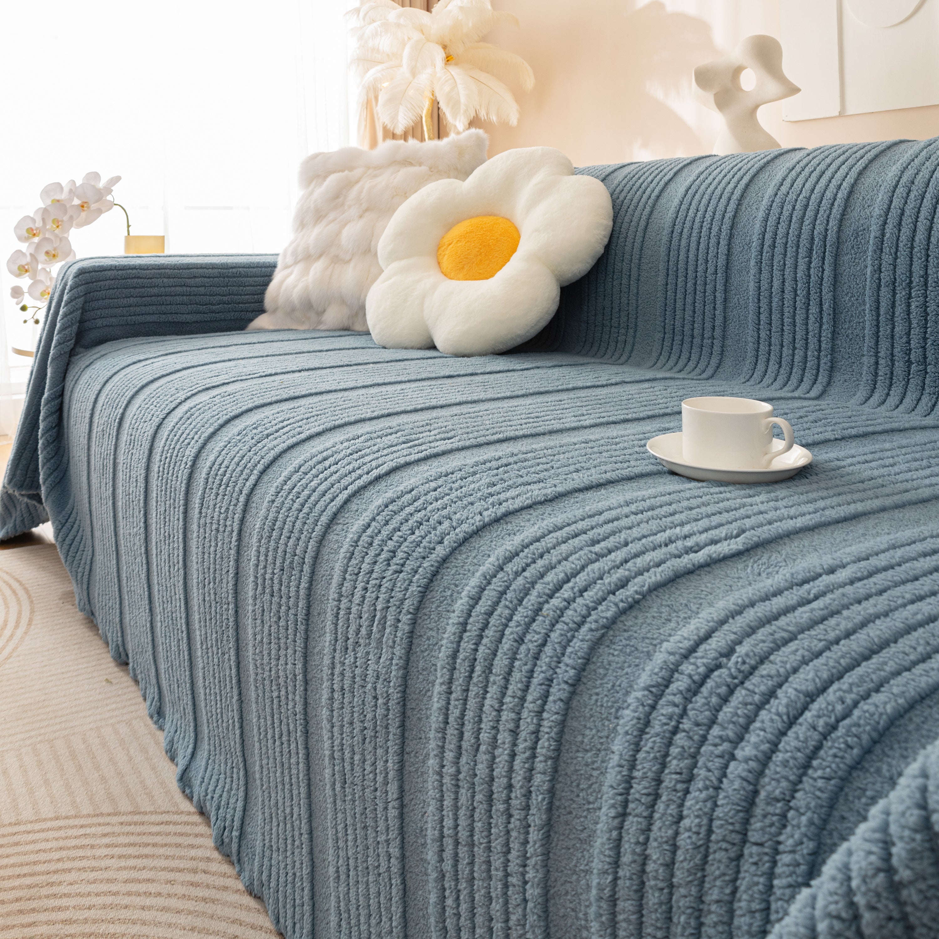 Luxury Oversized Soft Plush L Shape Couch Cover Sofa Throw Cover, Extra Large Blanket to Cover Couch