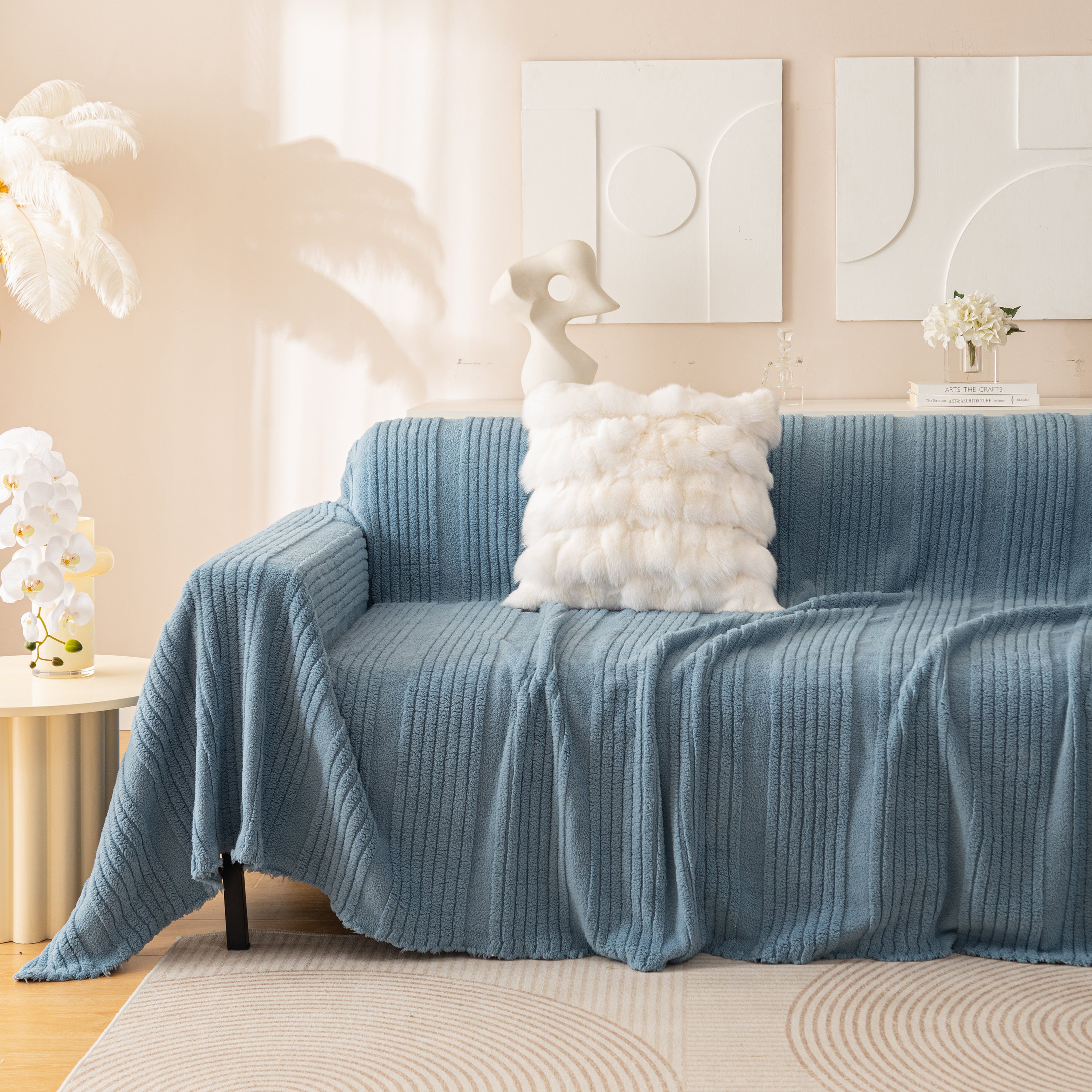 Luxury Oversized Soft Plush L Shape Couch Cover Sofa Throw Cover, Extra Large Blanket to Cover Couch