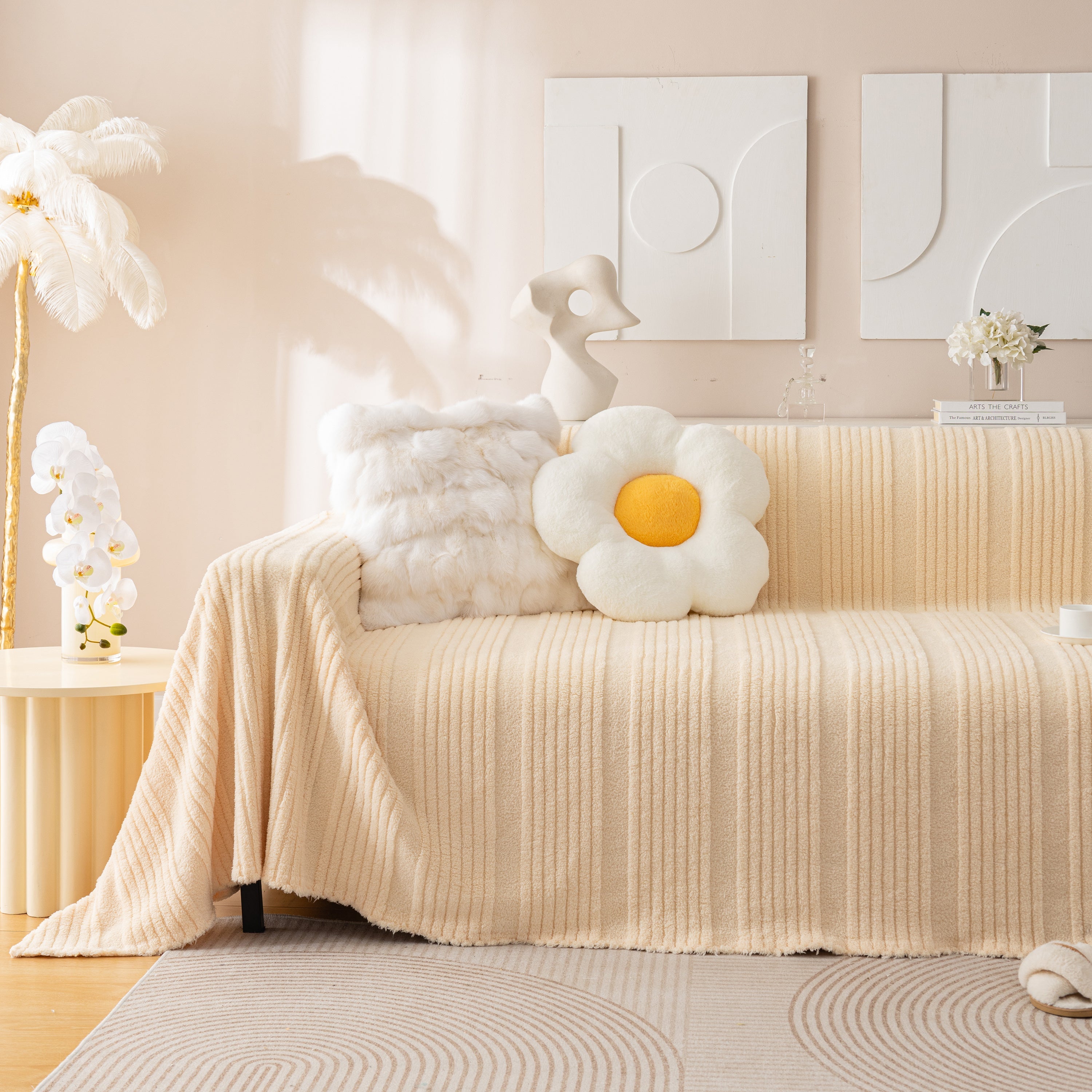 Luxury Oversized Soft Plush L Shape Couch Cover Sofa Throw Cover, Extra Large Blanket to Cover Couch