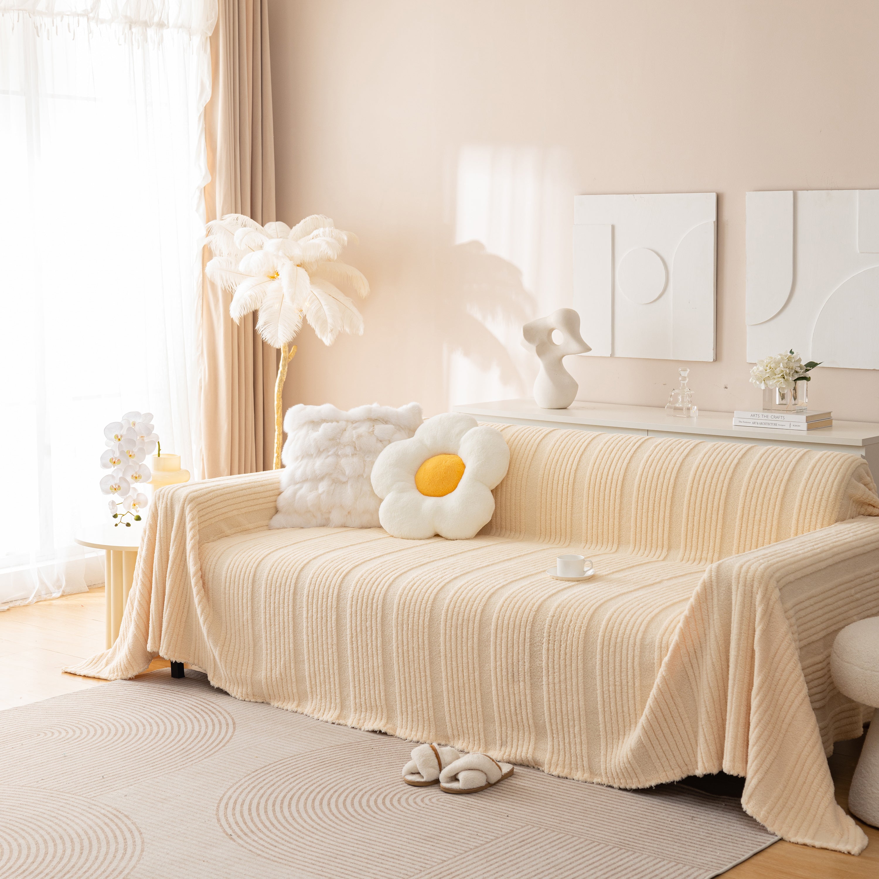 Luxury Oversized Soft Plush L Shape Couch Cover Sofa Throw Cover, Extra Large Blanket to Cover Couch