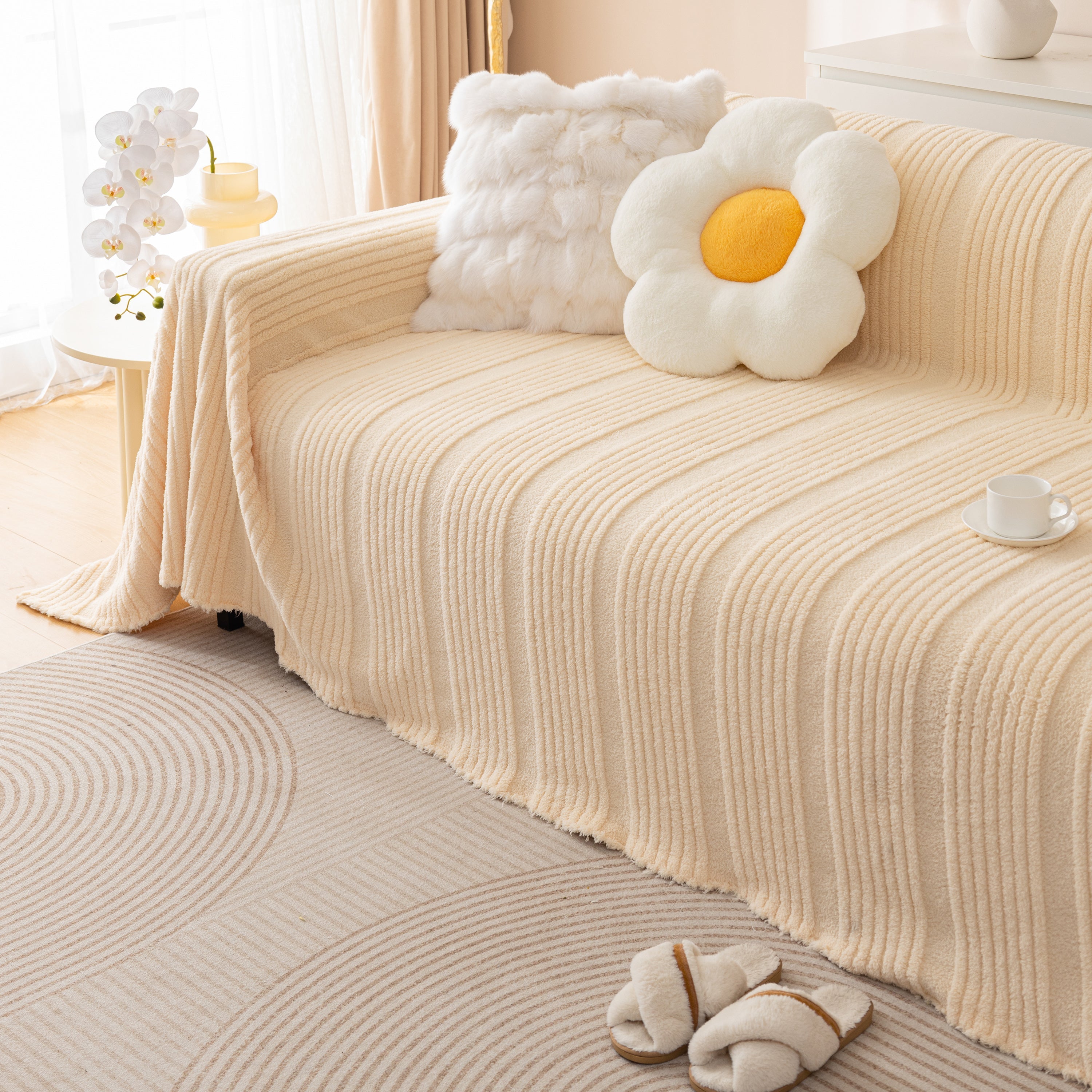 Luxury Oversized Soft Plush L Shape Couch Cover Sofa Throw Cover, Extra Large Blanket to Cover Couch