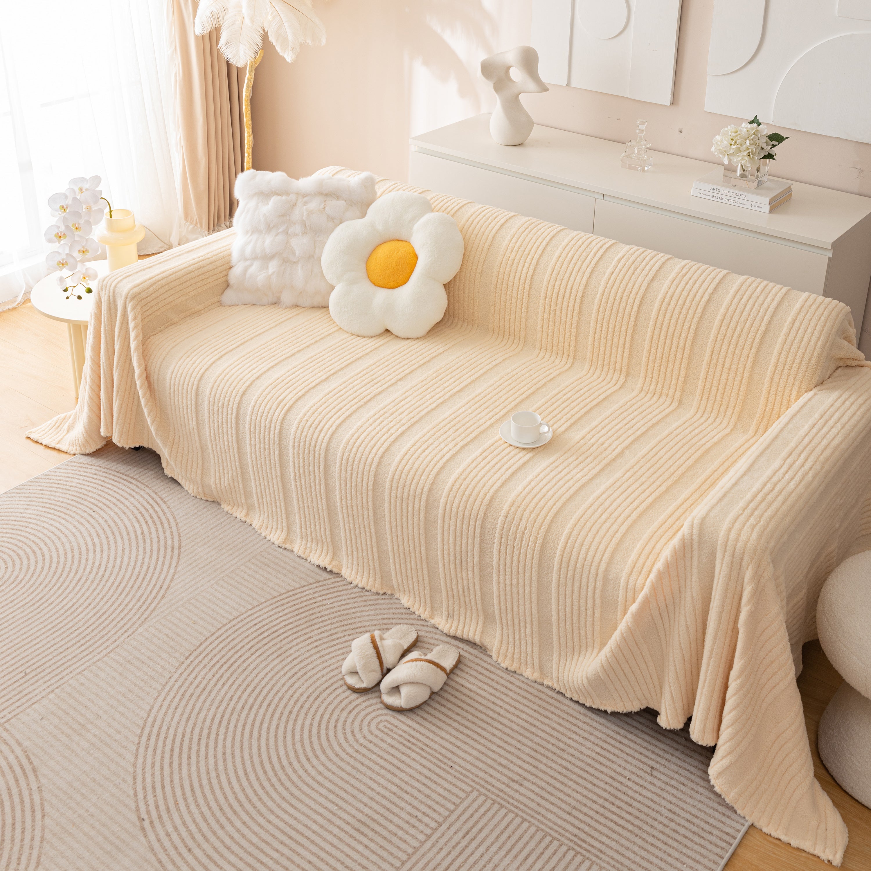 Luxury Oversized Soft Plush L Shape Couch Cover Sofa Throw Cover, Extra Large Blanket to Cover Couch