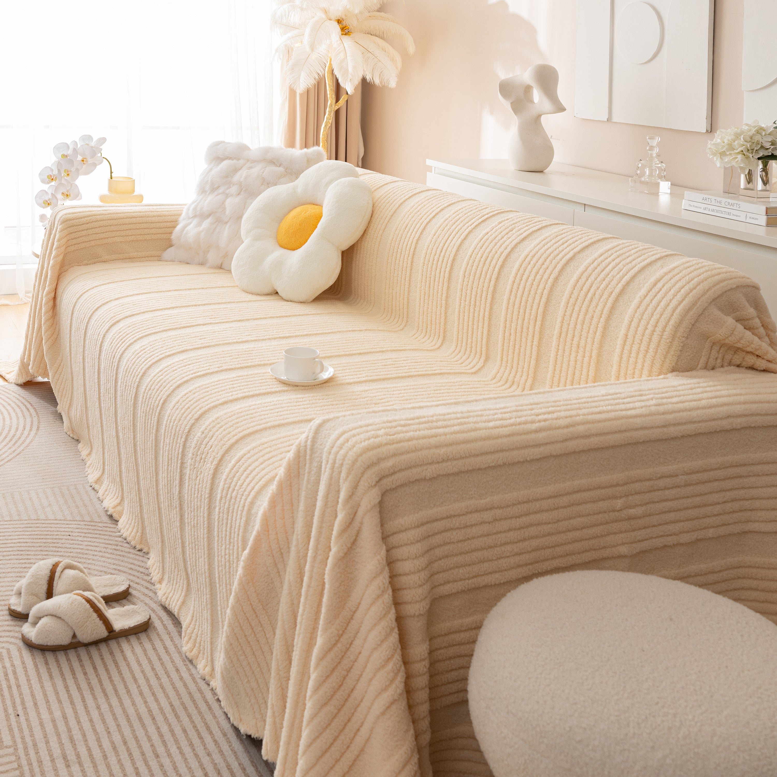 Luxury Oversized Soft Plush L Shape Couch Cover Sofa Throw Cover, Extra Large Blanket to Cover Couch