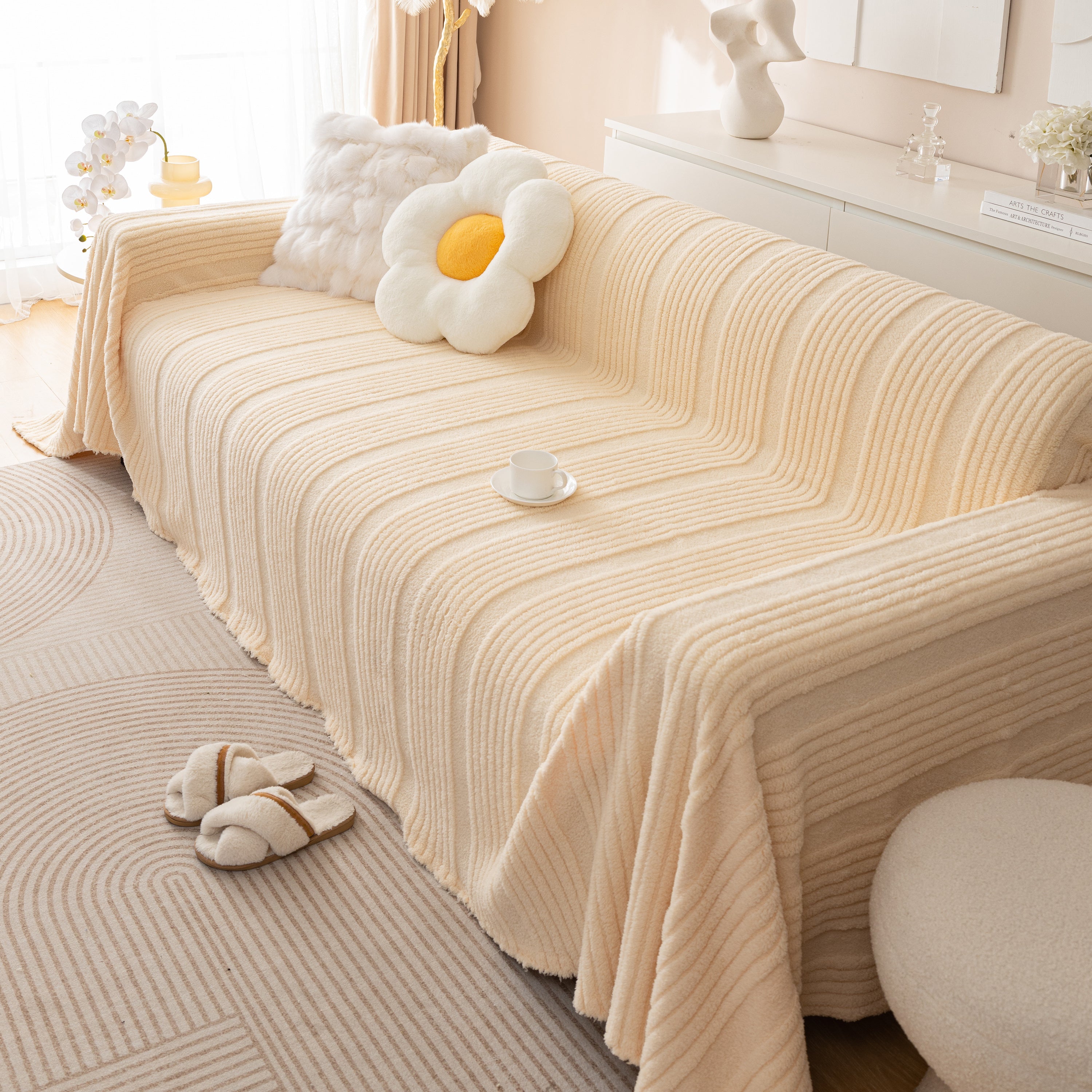 Luxury Oversized Soft Plush L Shape Couch Cover Sofa Throw Cover, Extra Large Blanket to Cover Couch