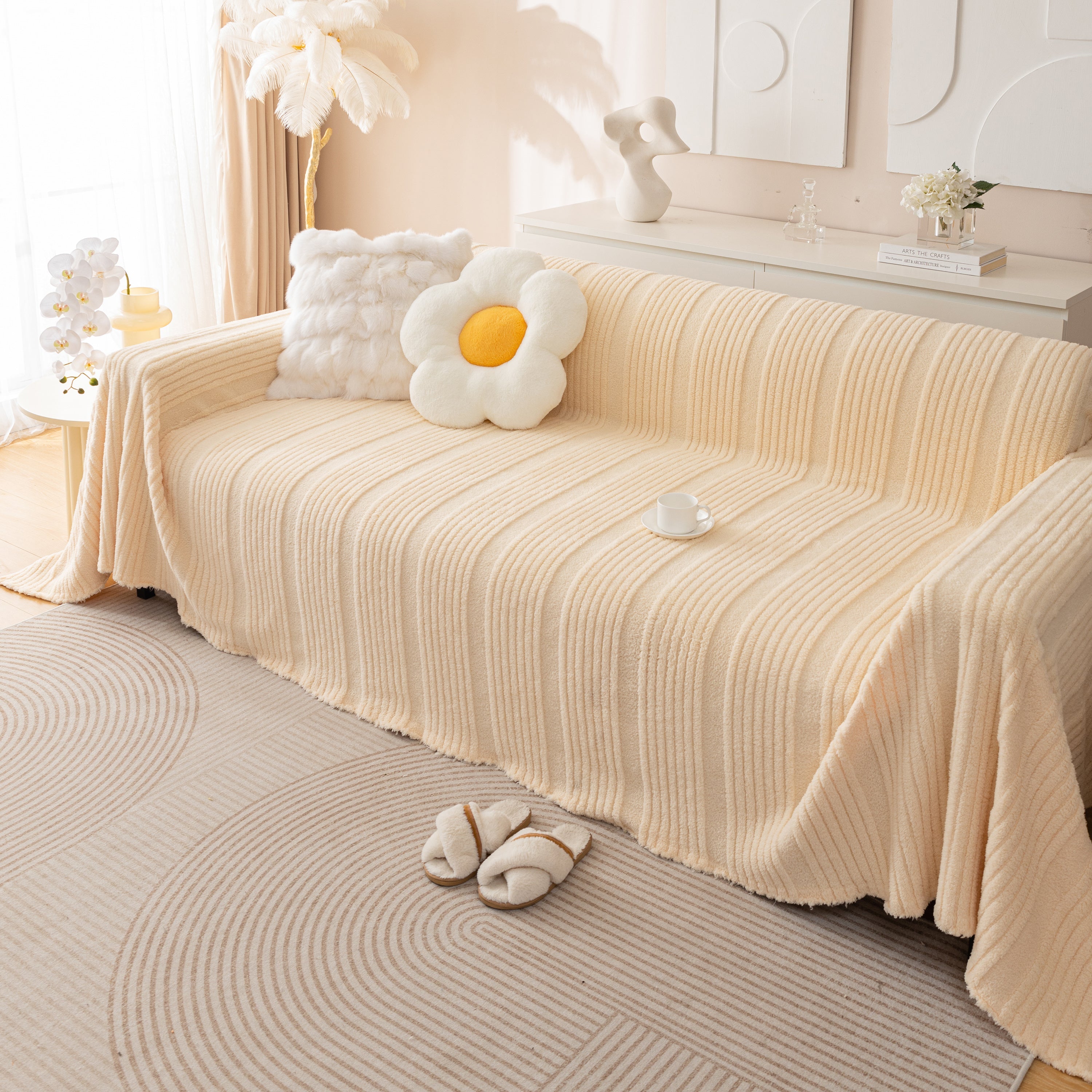 Luxury Oversized Soft Plush L Shape Couch Cover Sofa Throw Cover, Extra Large Blanket to Cover Couch