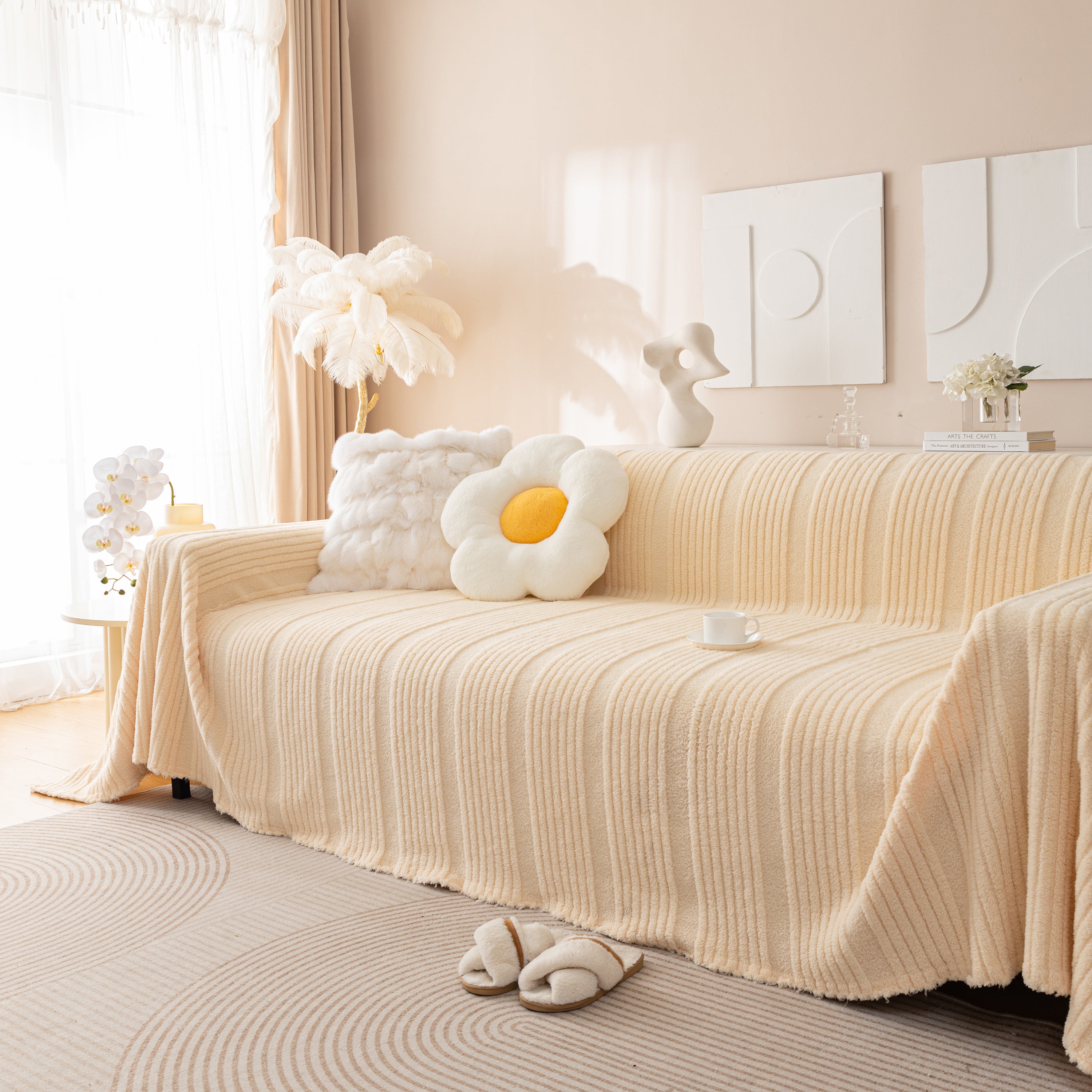 Luxury Oversized Soft Plush L Shape Couch Cover Sofa Throw Cover, Extra Large Blanket to Cover Couch
