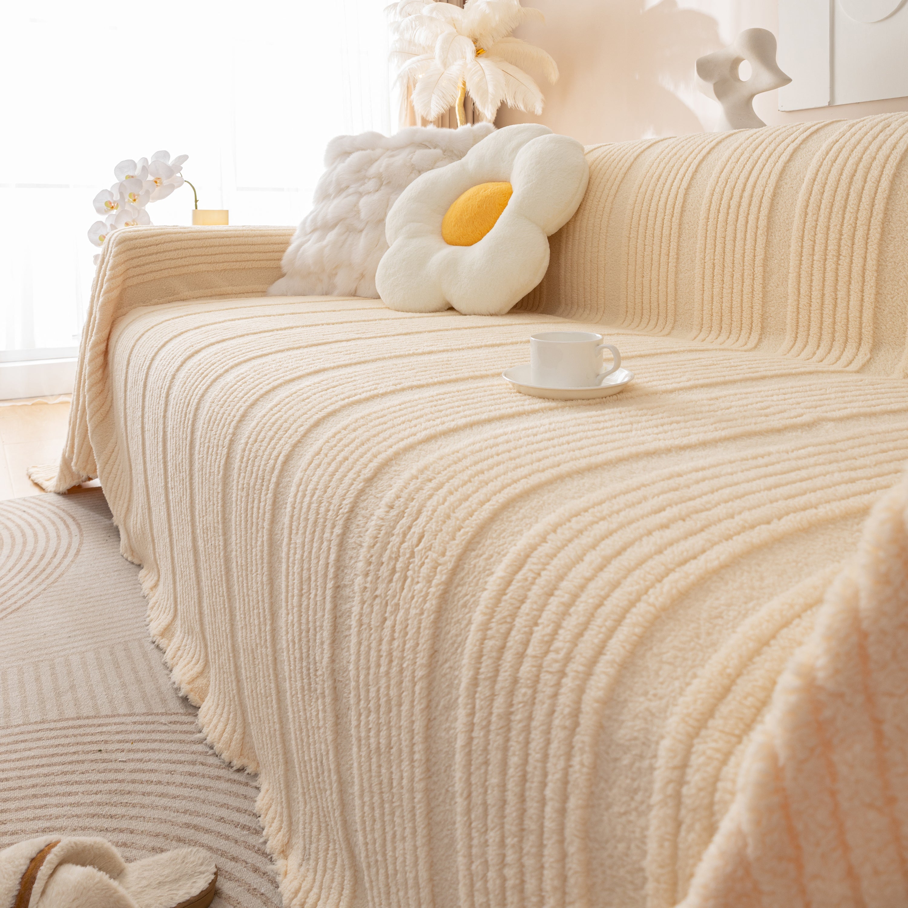Luxury Oversized Soft Plush L Shape Couch Cover Sofa Throw Cover, Extra Large Blanket to Cover Couch