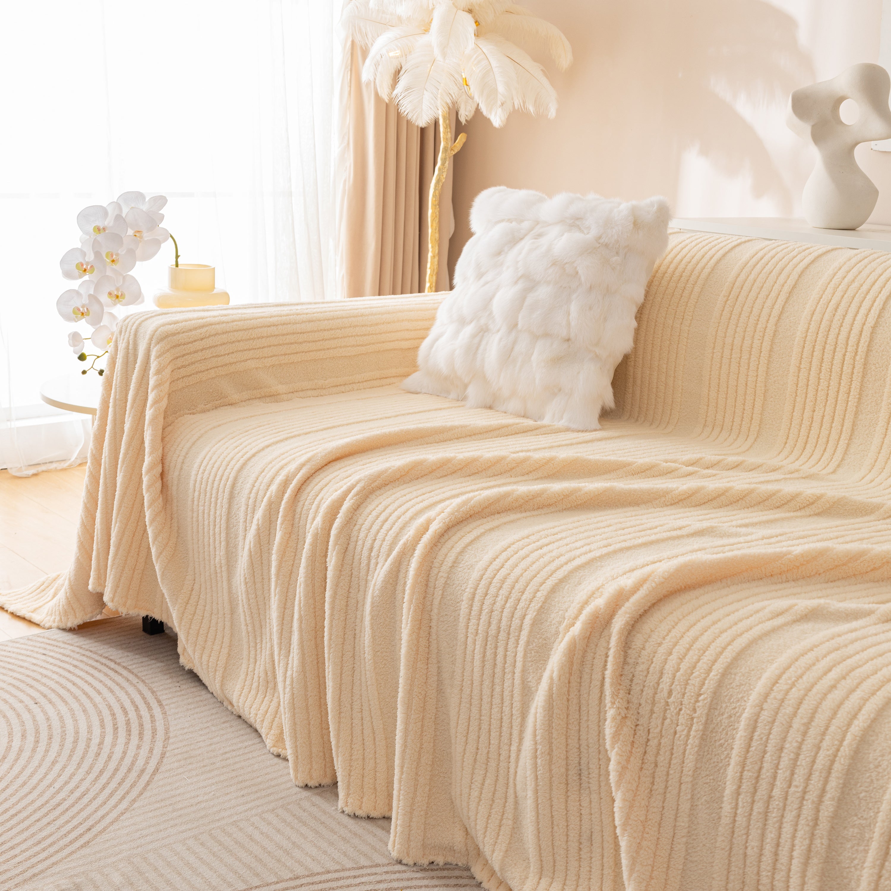 Luxury Oversized Soft Plush L Shape Couch Cover Sofa Throw Cover, Extra Large Blanket to Cover Couch